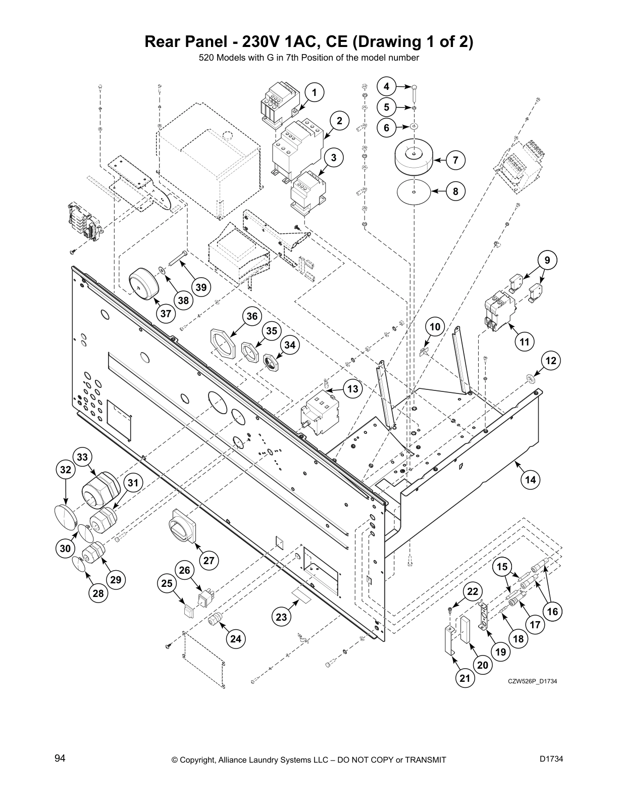 Rear Panel - 230V 1AC, CE (Drawing 1 of 2)