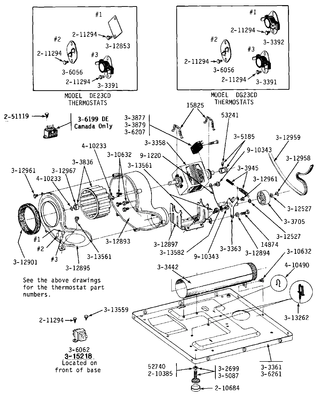 08 - MOTOR, BLOWER, BASE FRAME & THERMOSTATS