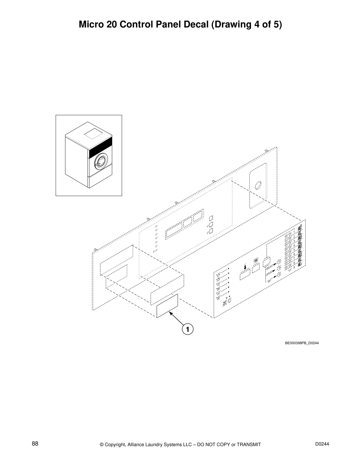 Micro 20 Control Panel Decal (Drawing 4 of 5)