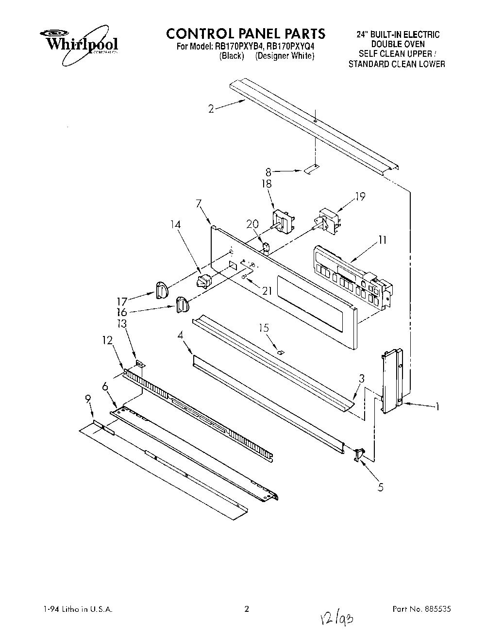 01 - CONTROL PANEL, LIT/OPTIONAL