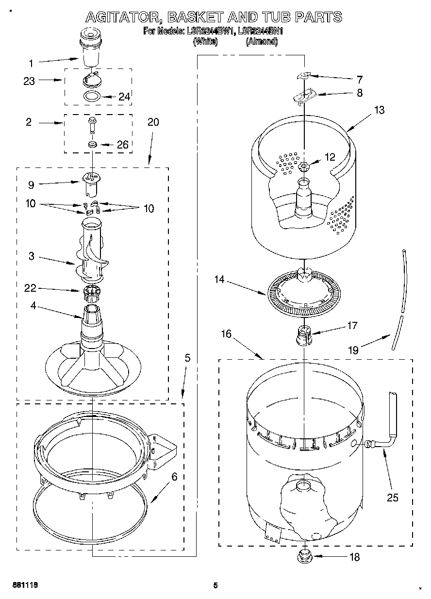 04 - AGITATOR, BASKET AND TUB