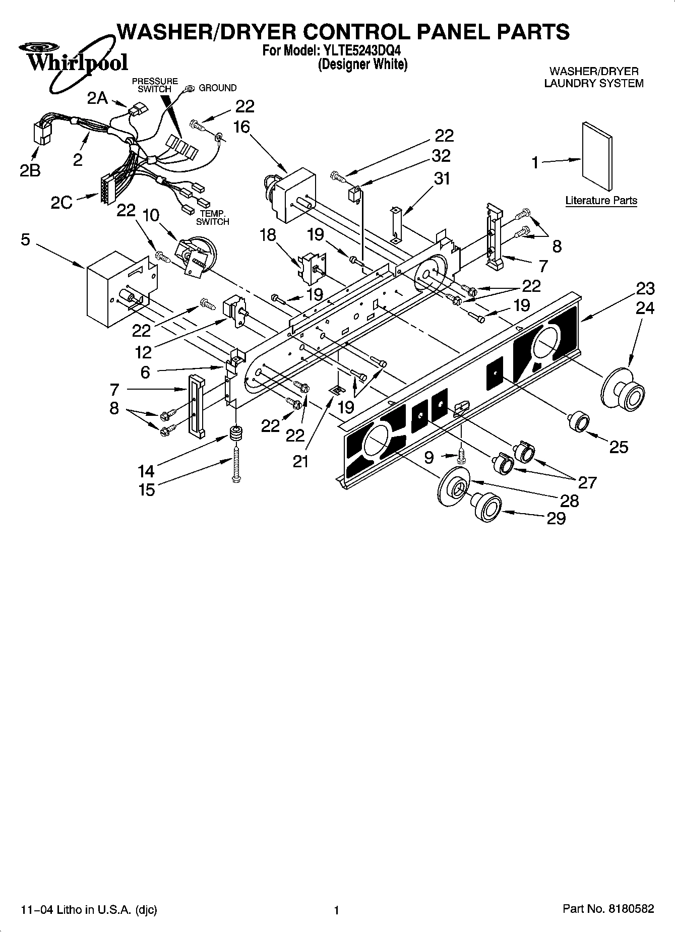 01 - WASHER/DRYER CONTROL PANEL PARTS