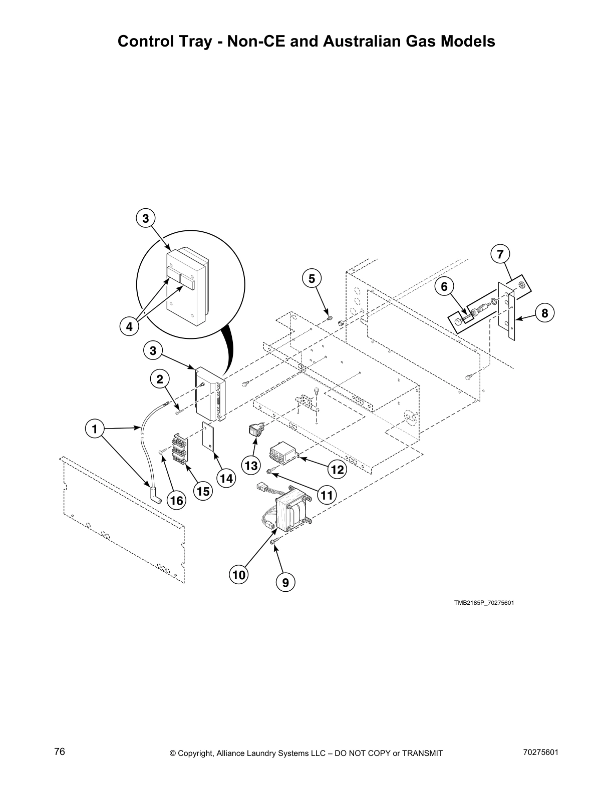 Control Tray - Non-CE and Australian Gas Models