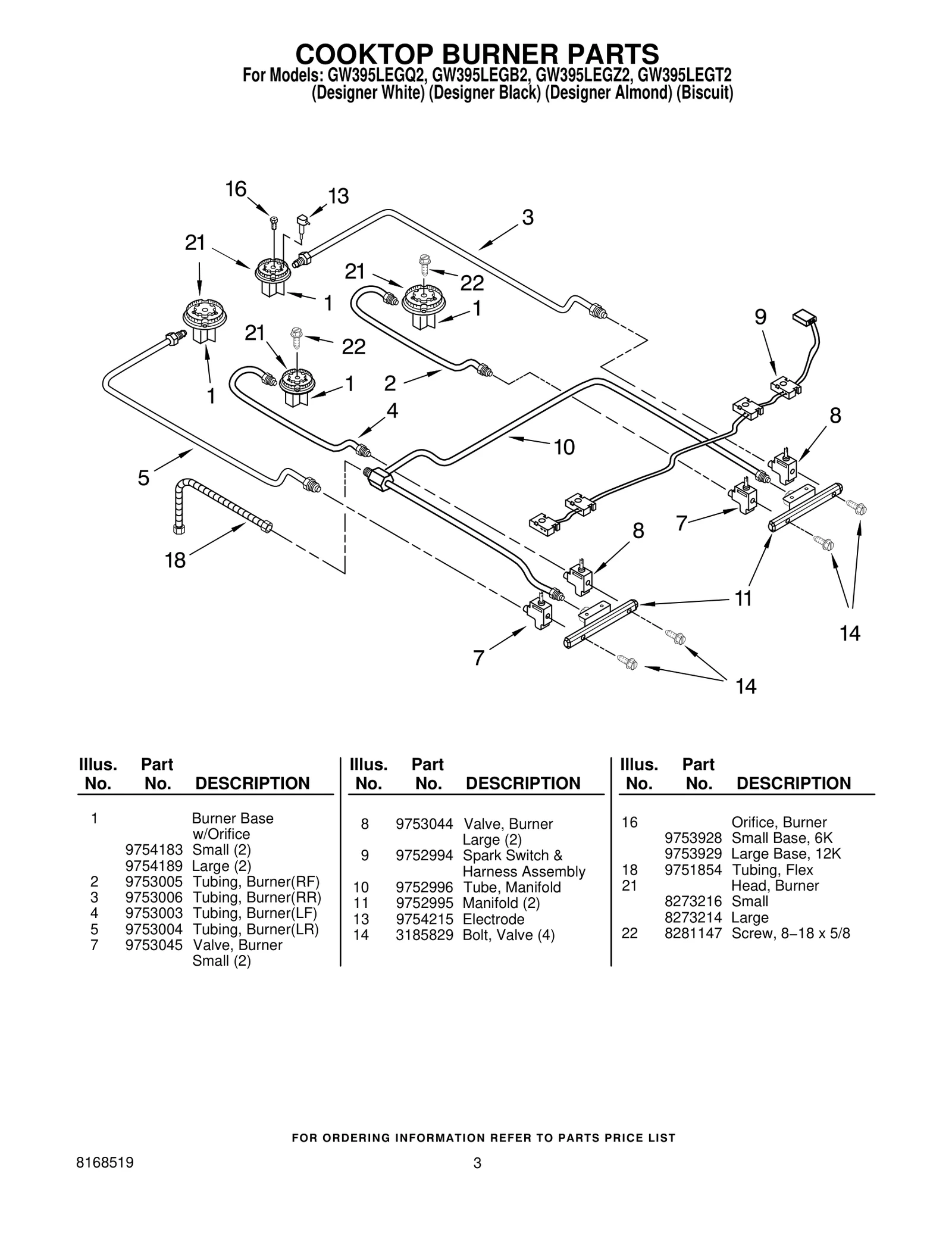 COOKTOP BURNER PARTS