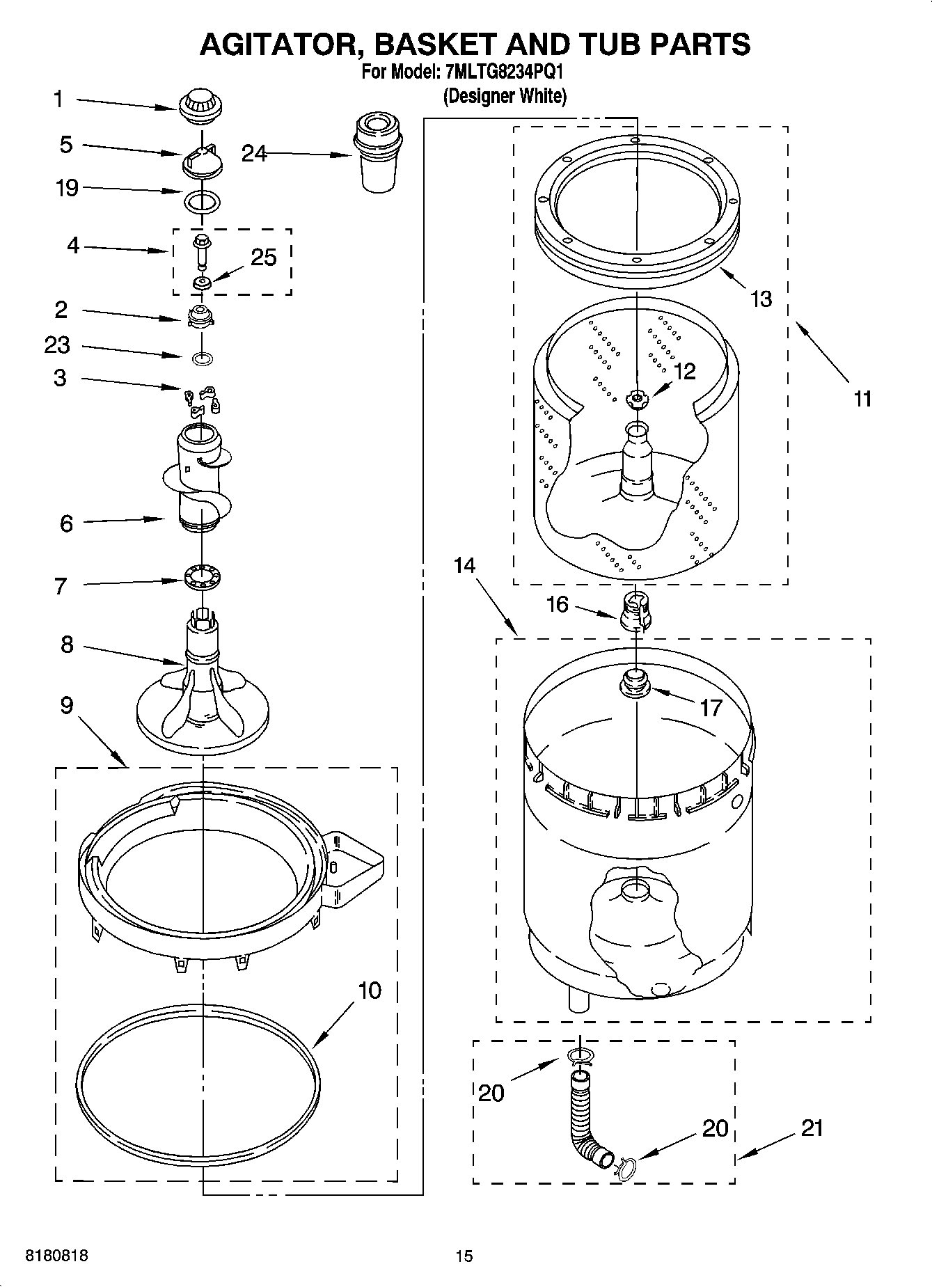 10 - AGITATOR, BASKET AND TUB PARTS