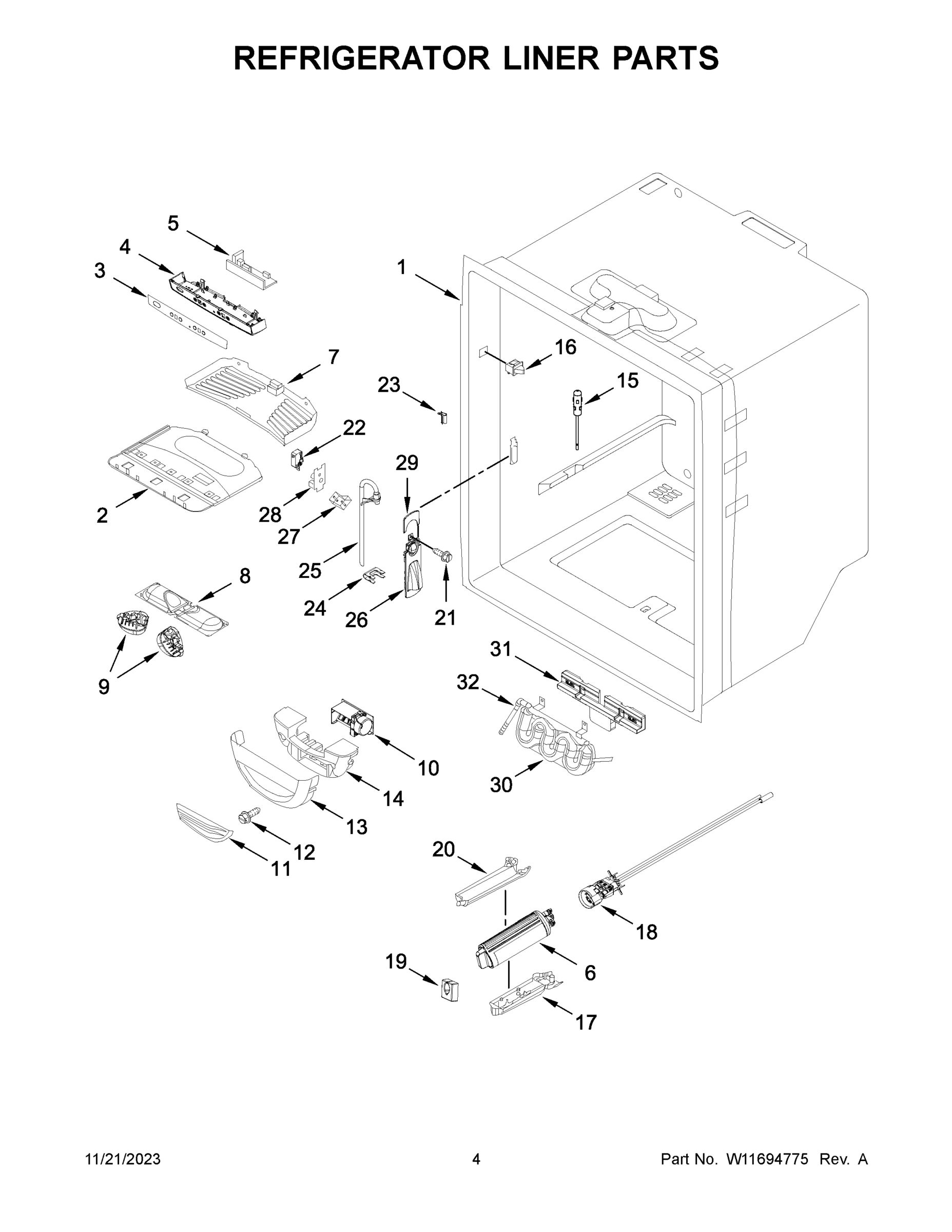 03 - REFRIGERATOR LINER PARTS