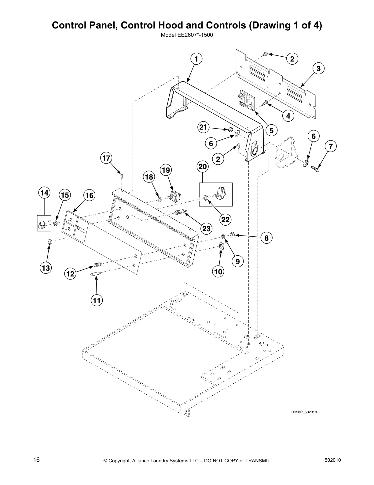 Control Panel, Control Hood and Controls (Drawing 1 of 4)