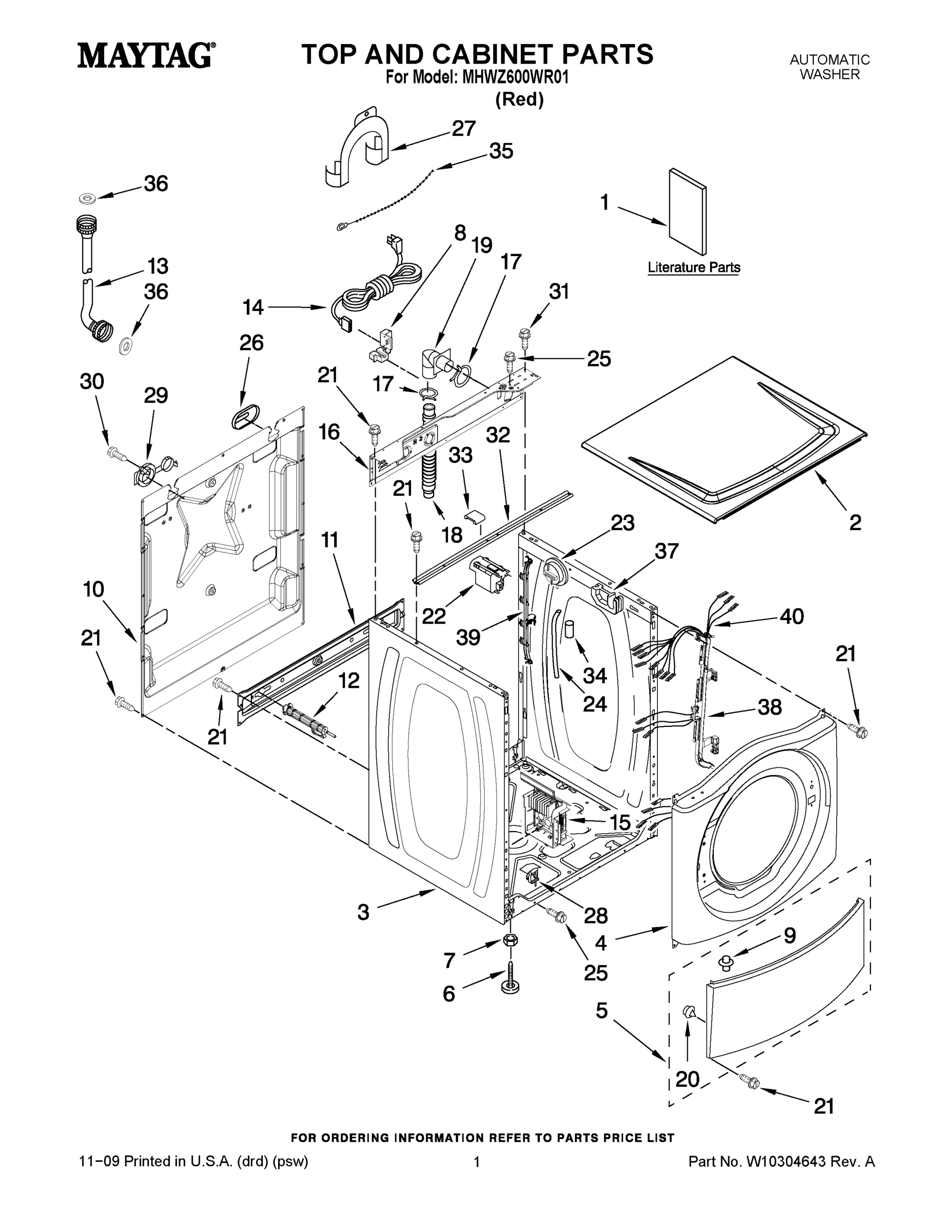 01 - TOP AND CABINET PARTS