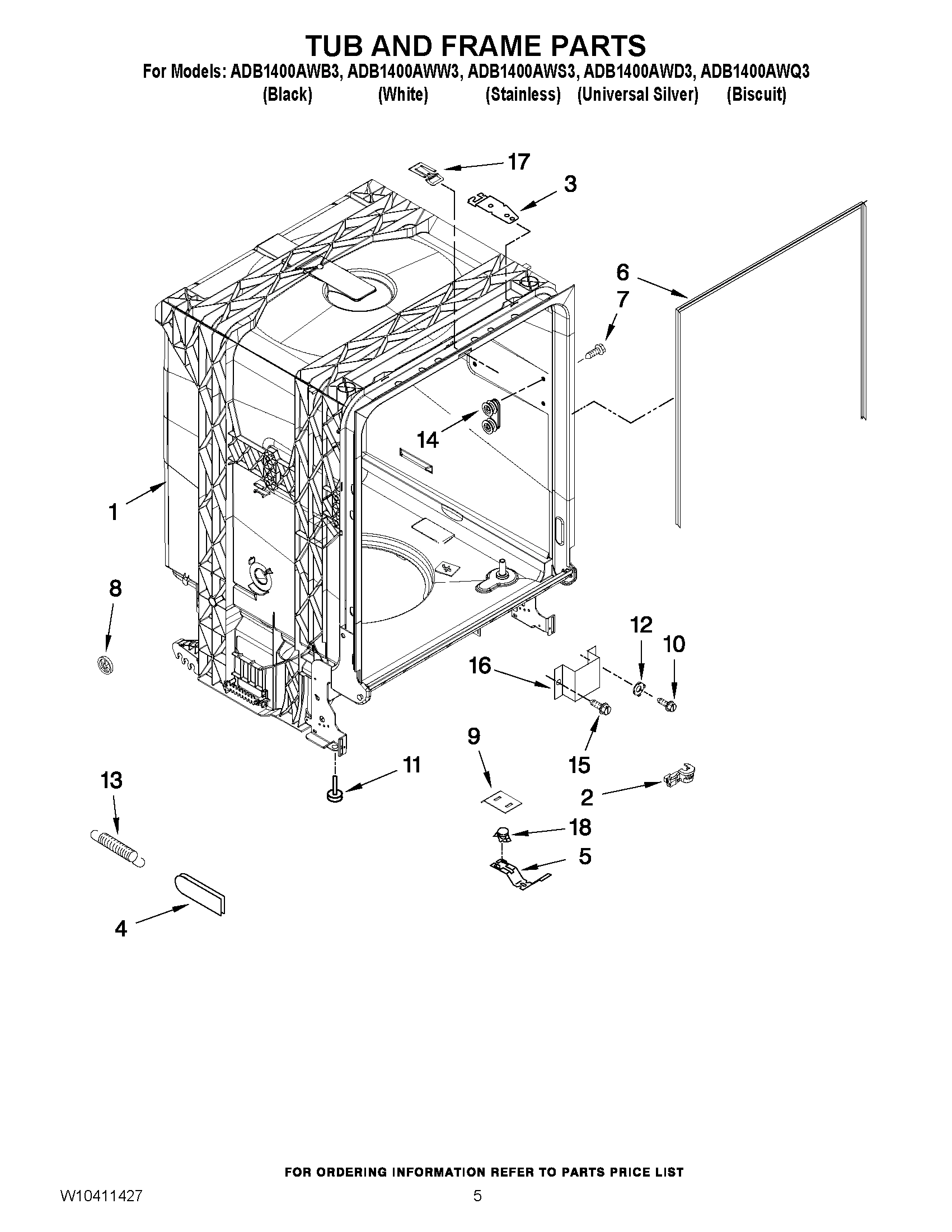 05 - TUB AND FRAME PARTS