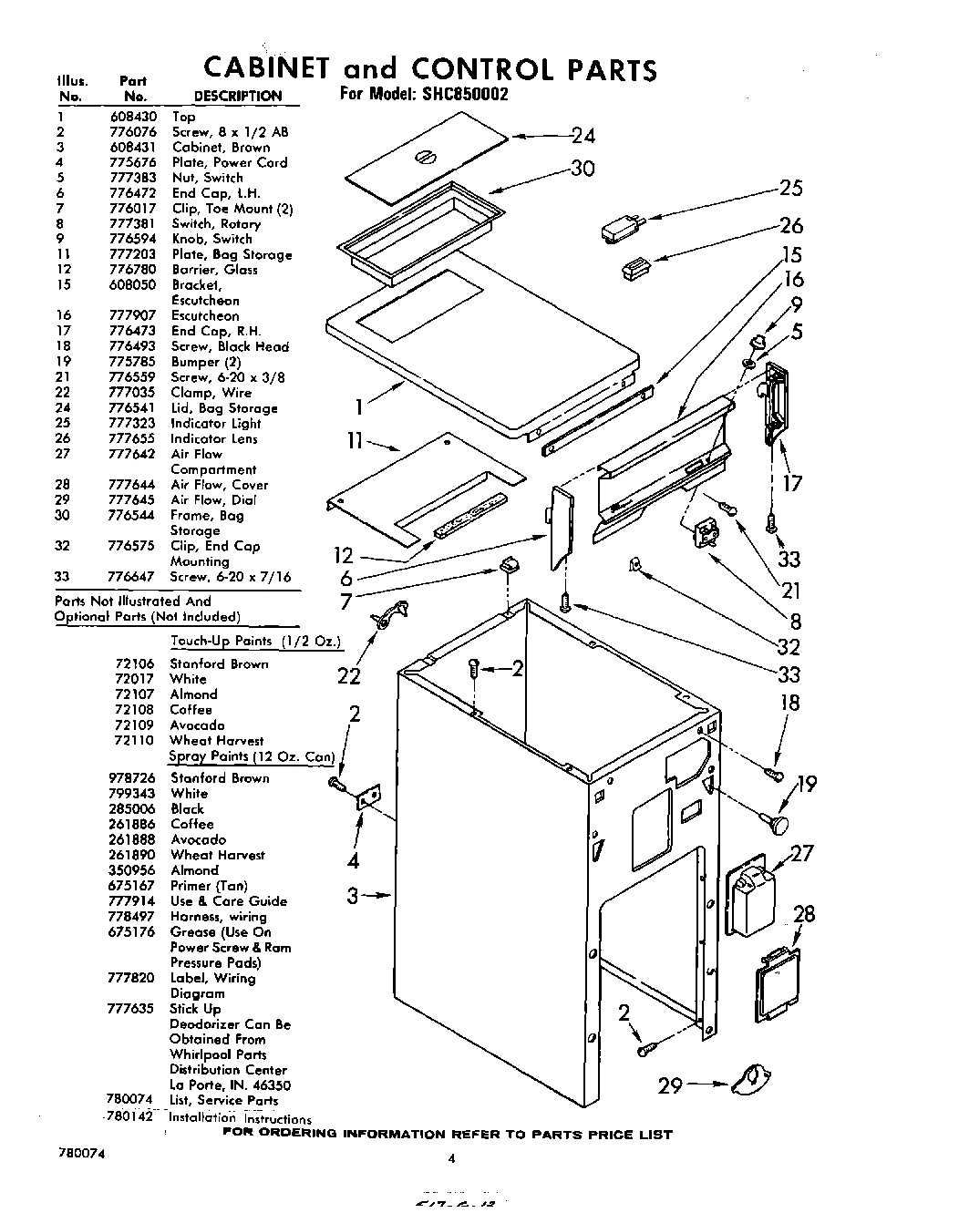 04 - CABINET AND CONTROL , LIT/OPTIONAL