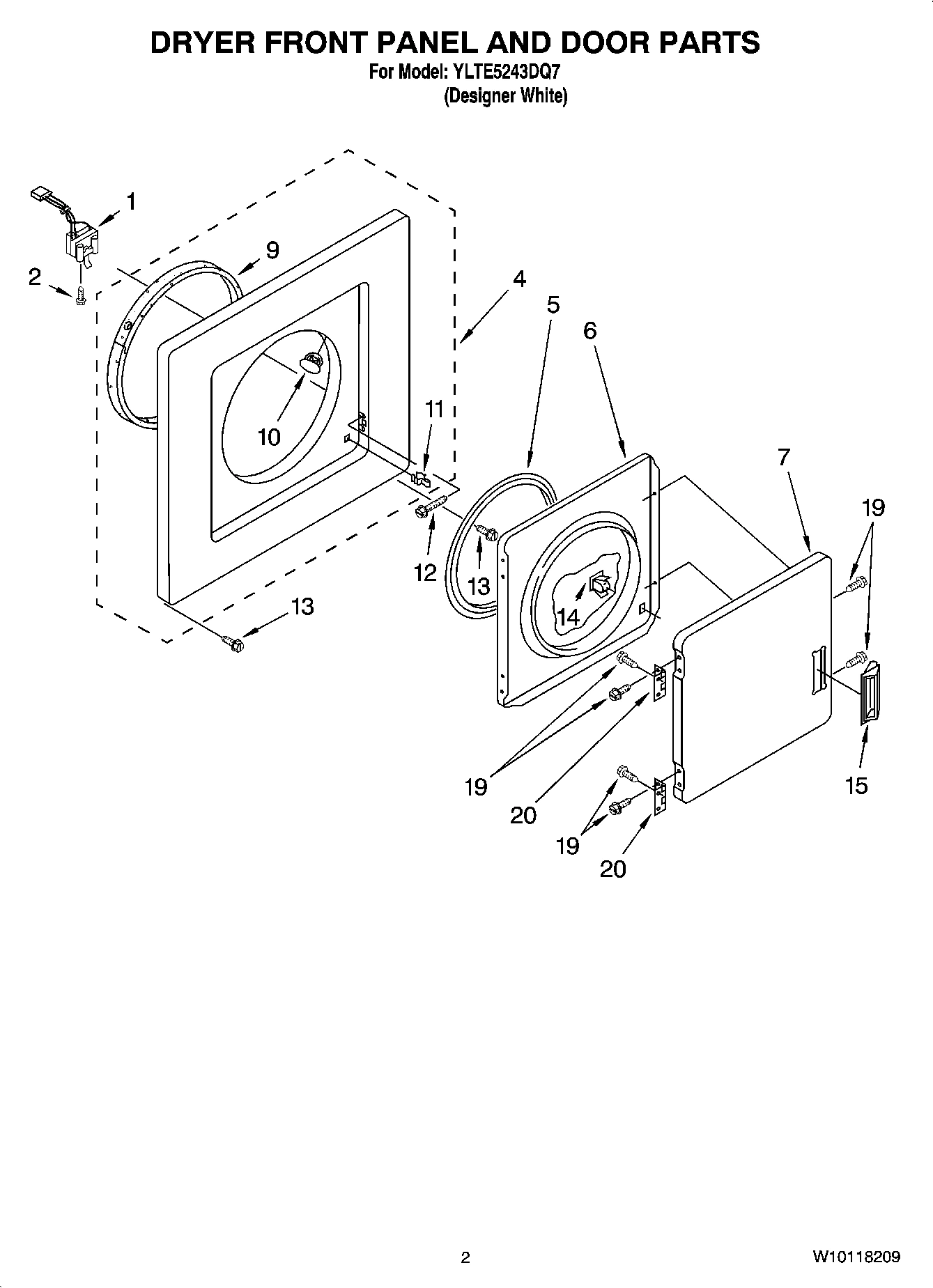 02 - DRYER FRONT PANEL AND DOOR PARTS