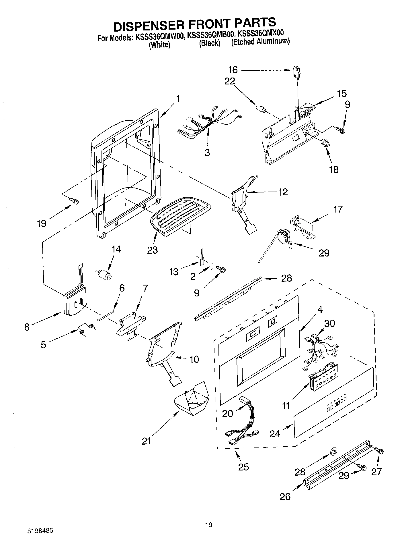 12 - DISPENSER AND FRONT PARTS