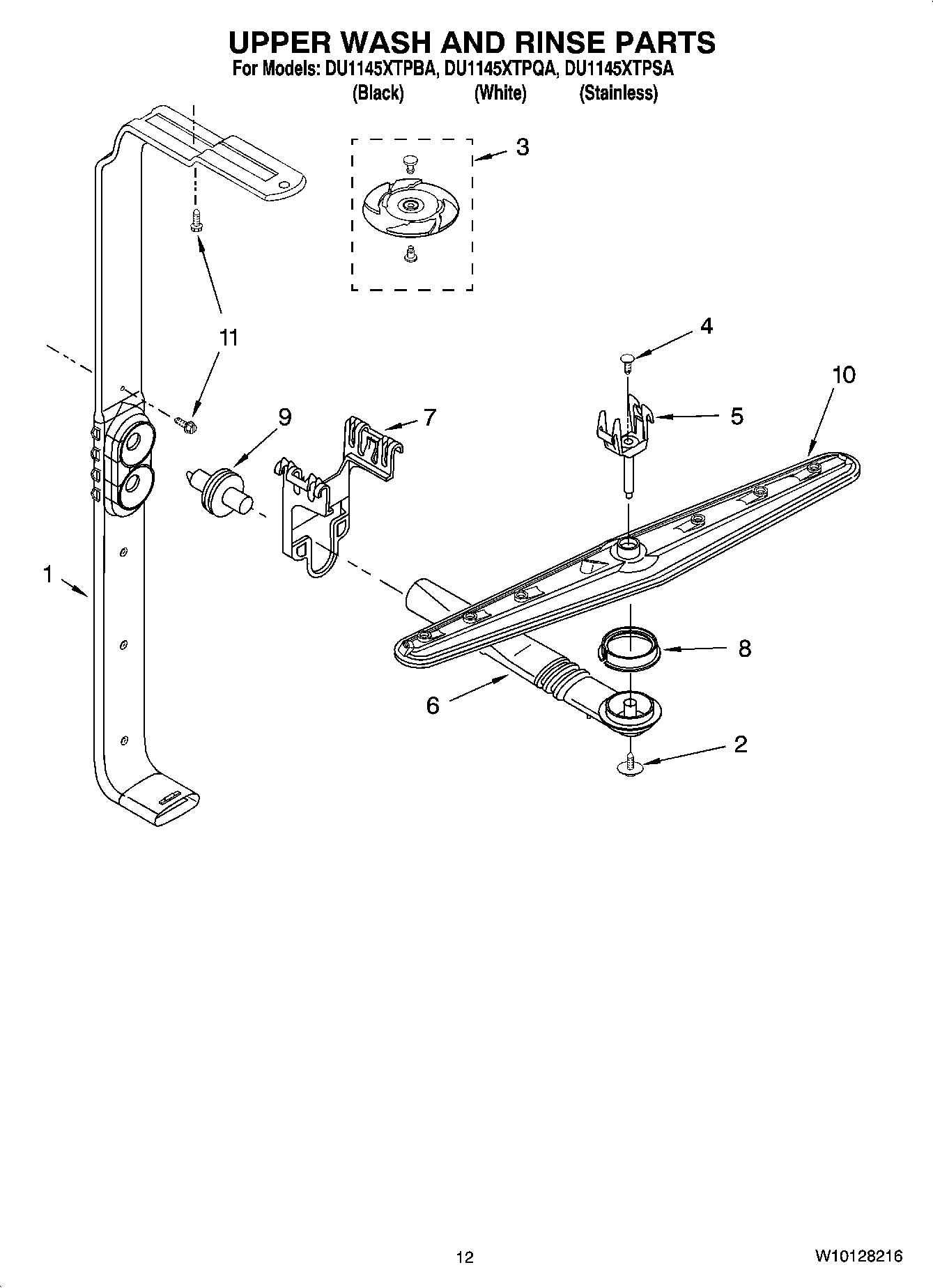 10 - UPPER WASH AND RINSE PARTS