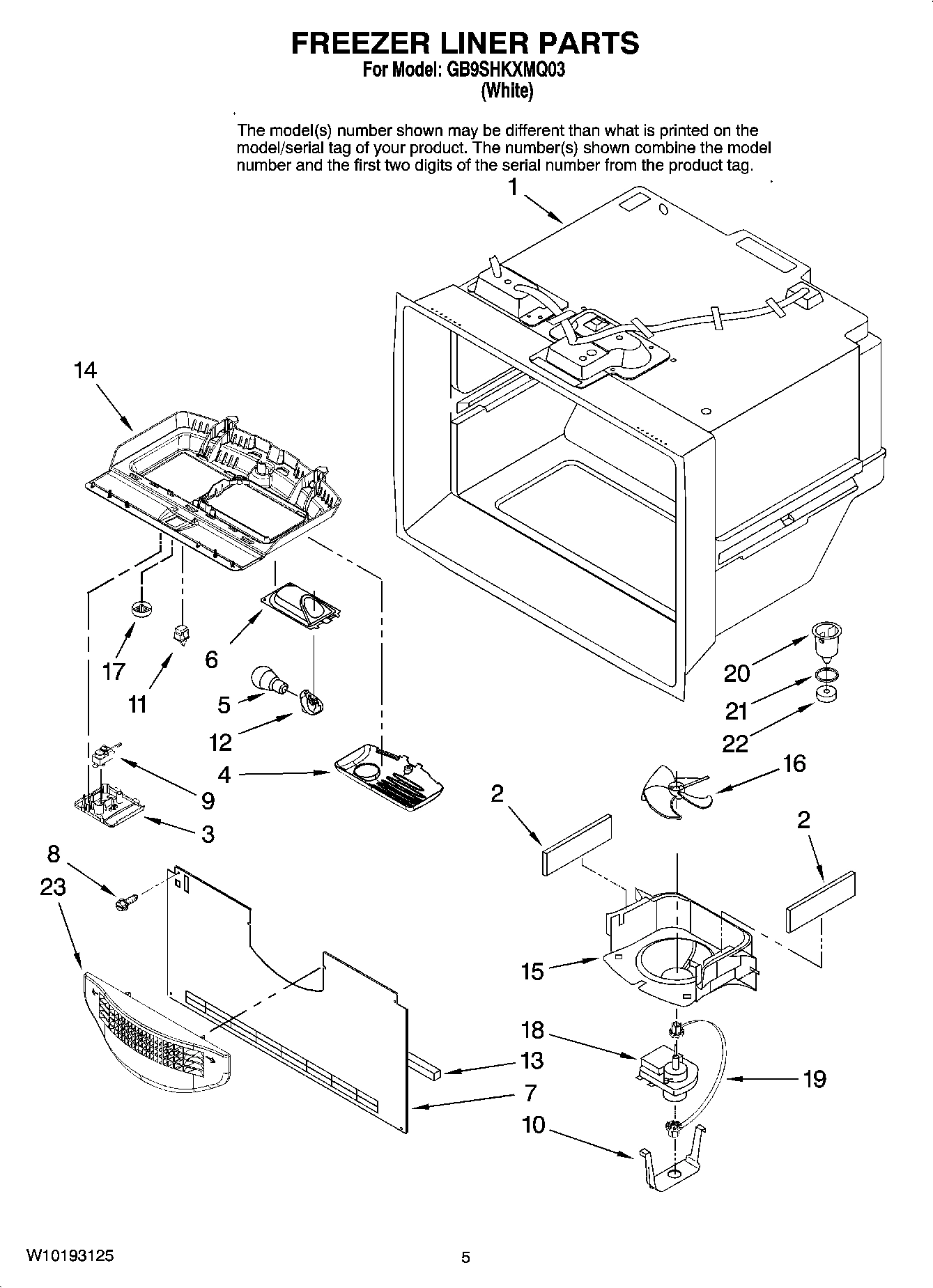 03 - FREEZER LINER PARTS