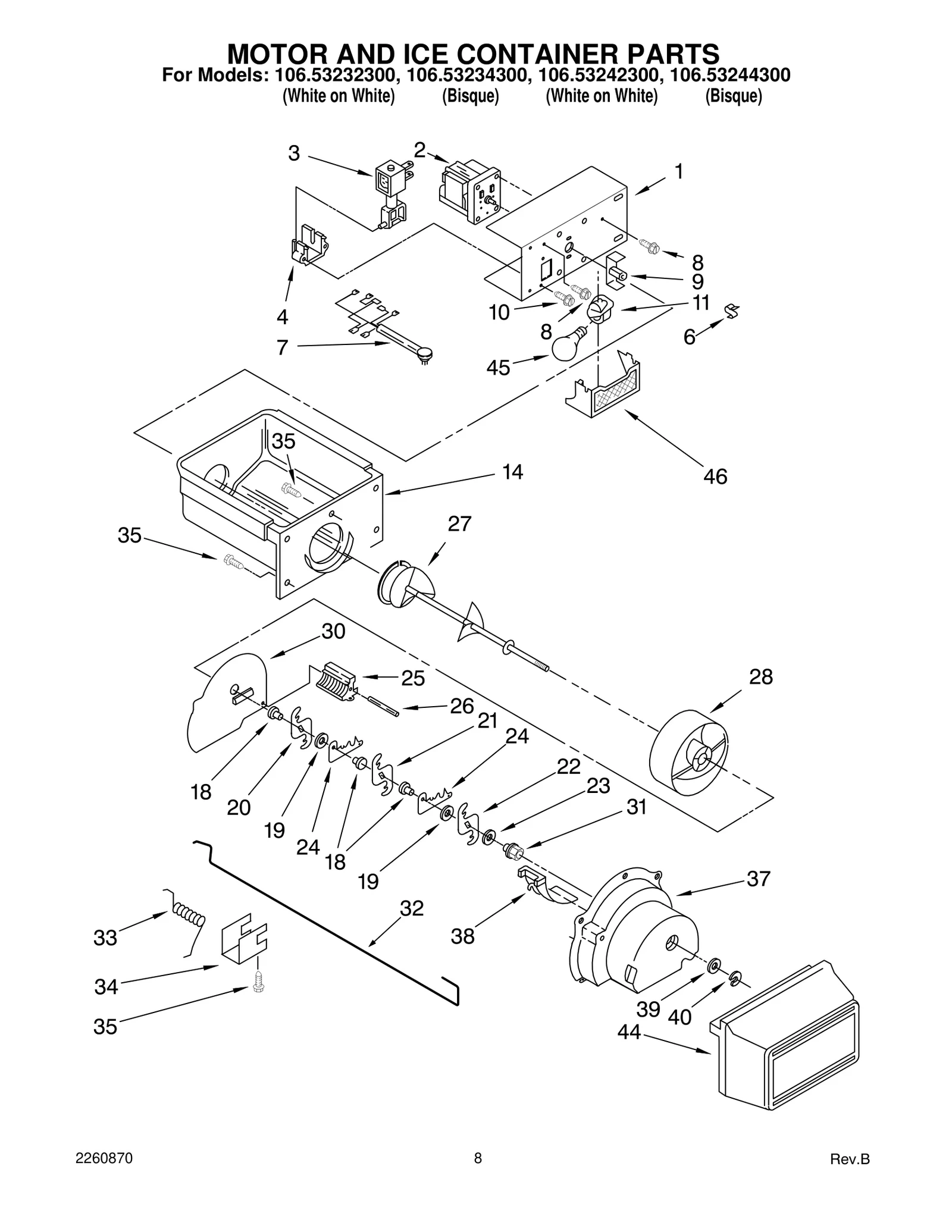 MOTOR AND ICE CONTAINER PARTS