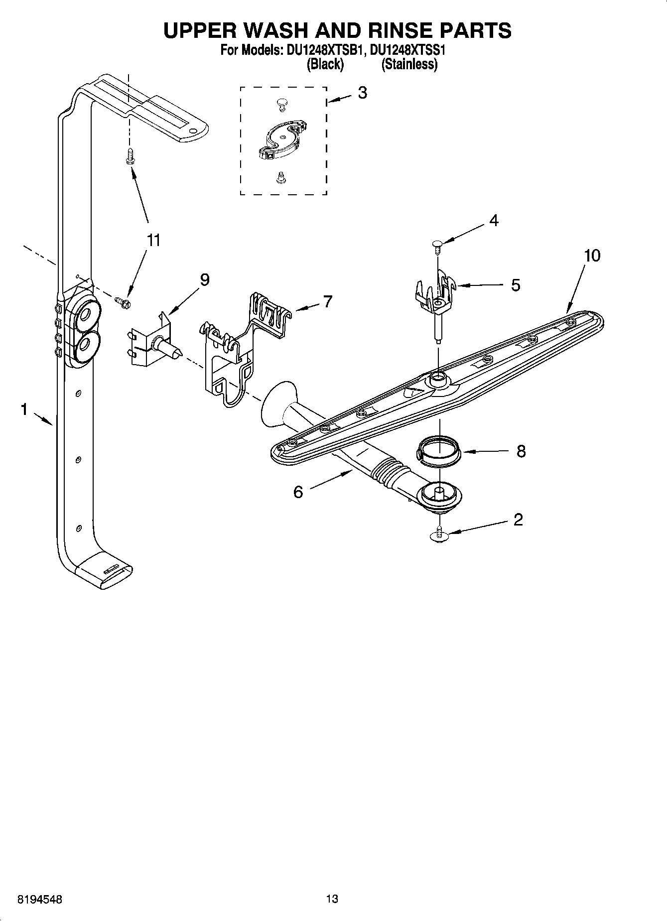 10 - UPPER WASH AND RINSE PARTS