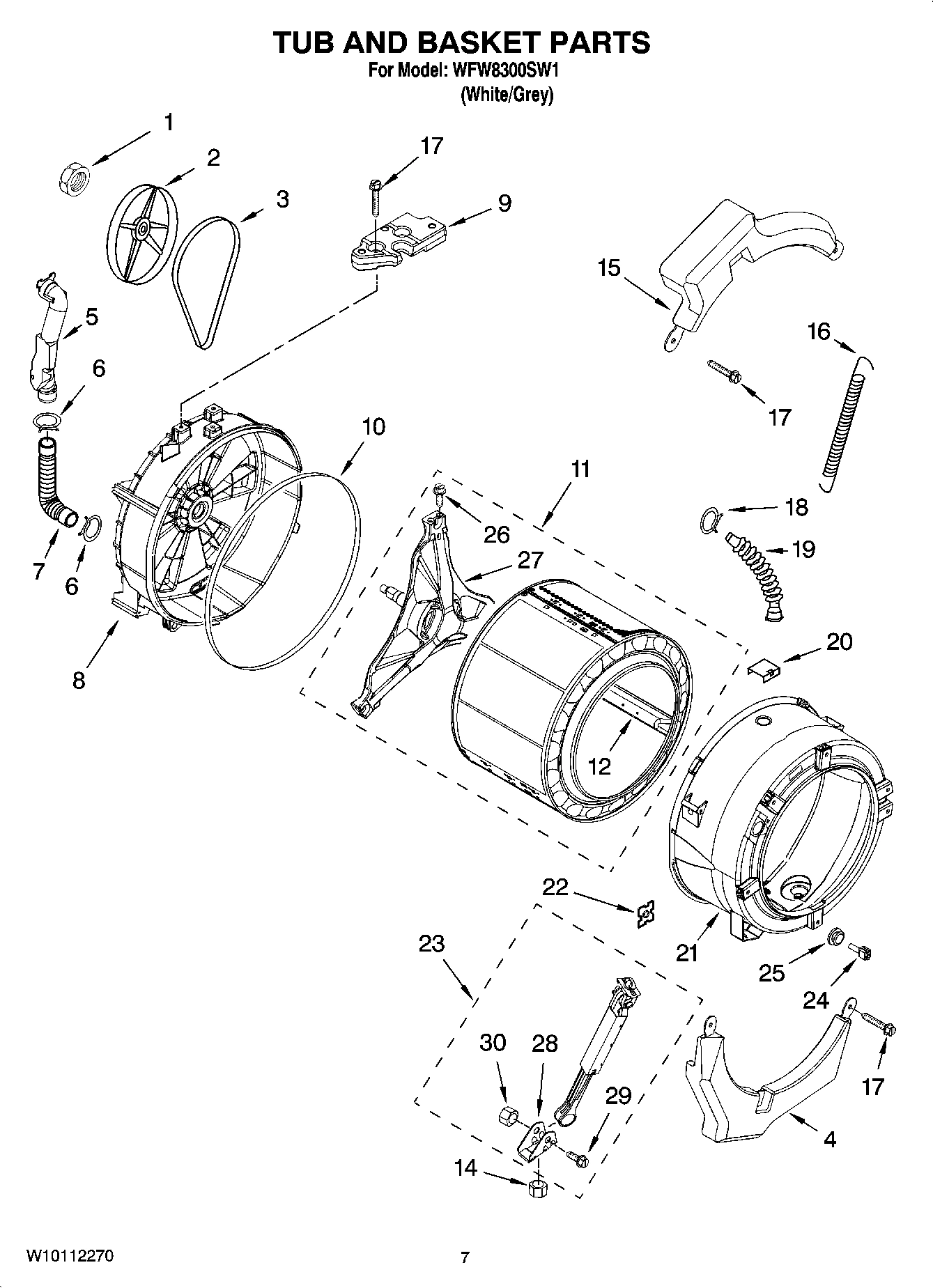 06 - TUB AND BASKET PARTS, OPTIONAL PARTS (NOT INCLUDED)