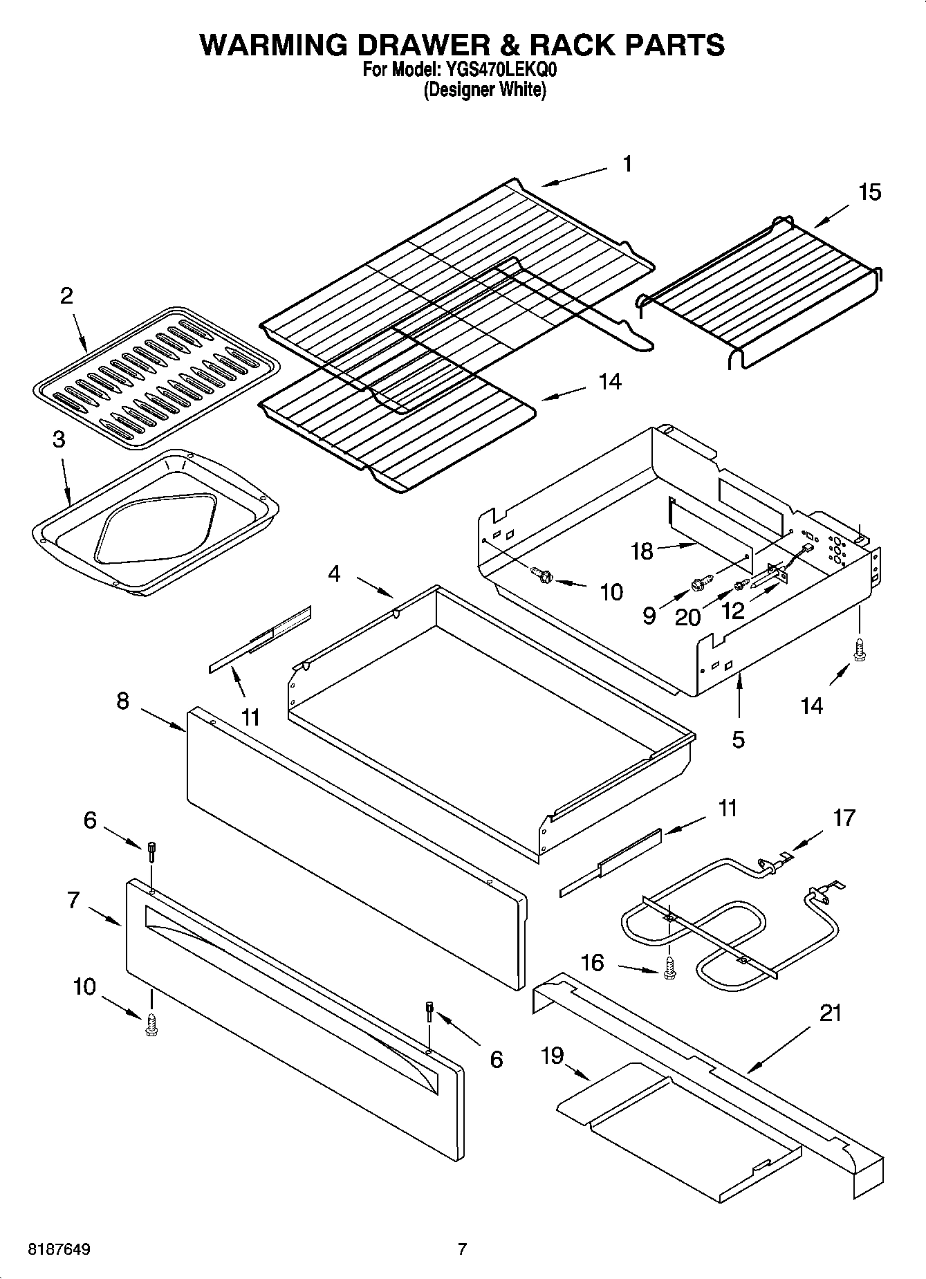 05 - WARMING DRAWER & RACK PARTS