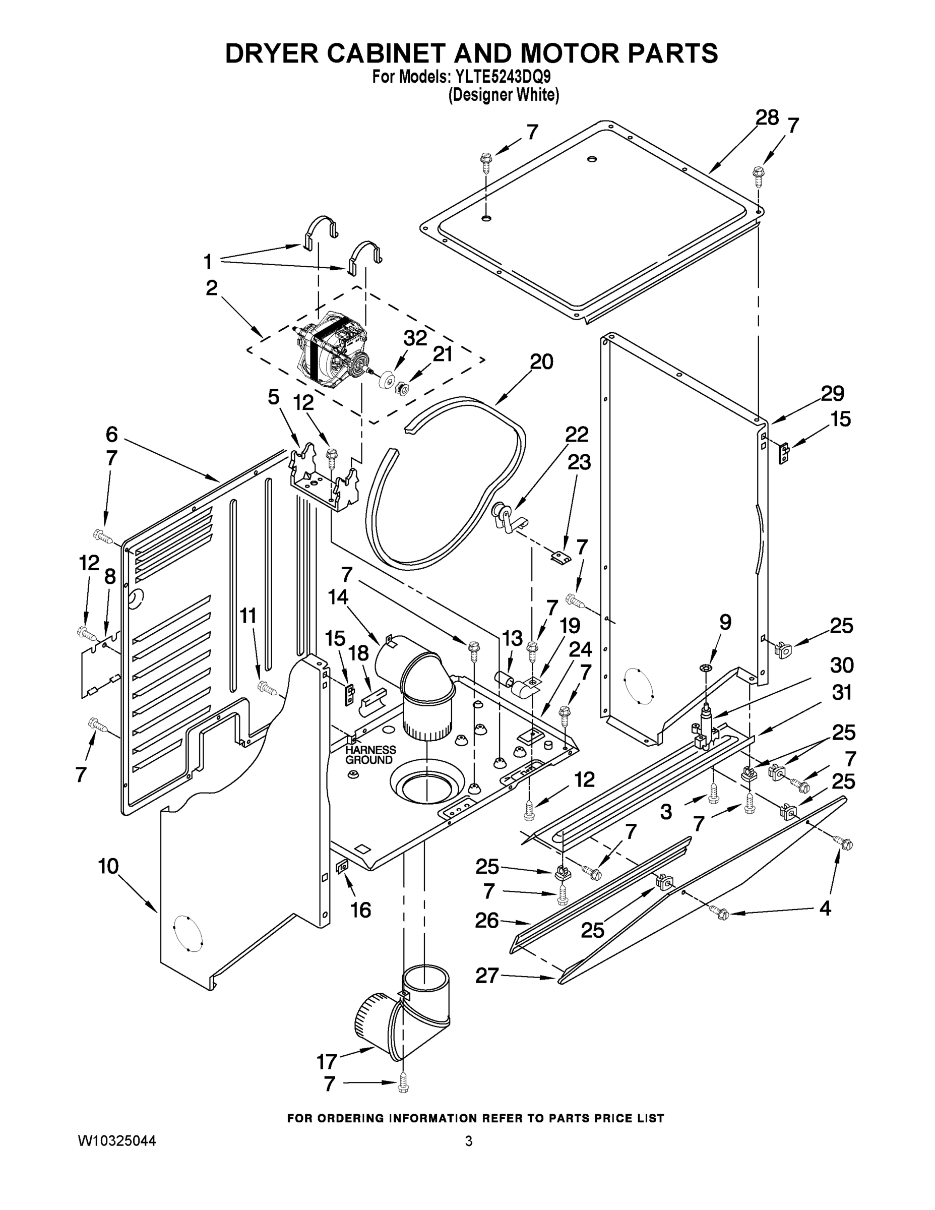 03 - DRYER CABINET AND MOTOR PARTS
