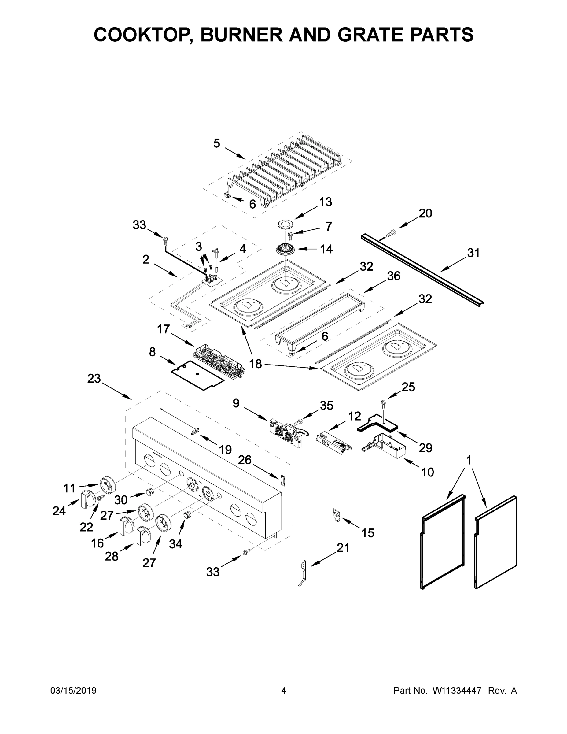 03 - COOKTOP, BURNER AND GRATE PARTS