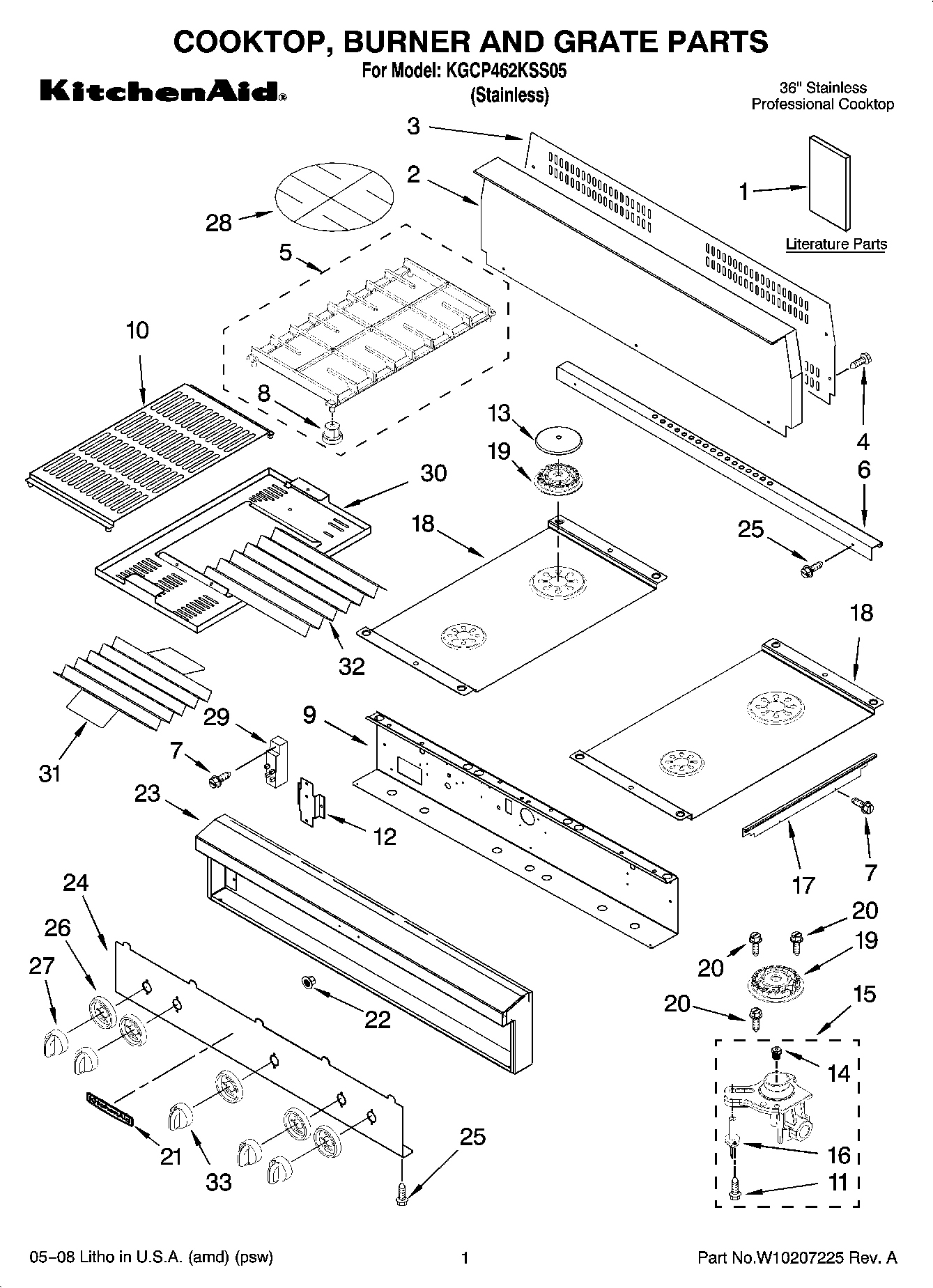 01 - COOKTOP, BURNER AND GRATE PARTS