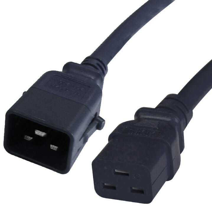 thumbnail image 2 of 10ft Black Kentek Power Cord – IEC60320 C19 To C20, 12AWG 20A/250V SJT For Server/PDU 2 of 3