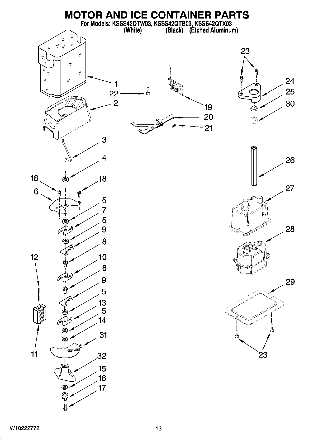 09 - MOTOR AND ICE CONTAINER PARTS