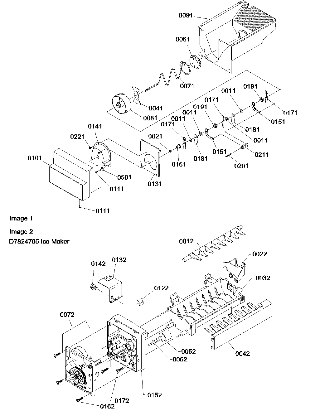 08 - Ice Bucket Auger and Ice Maker Parts