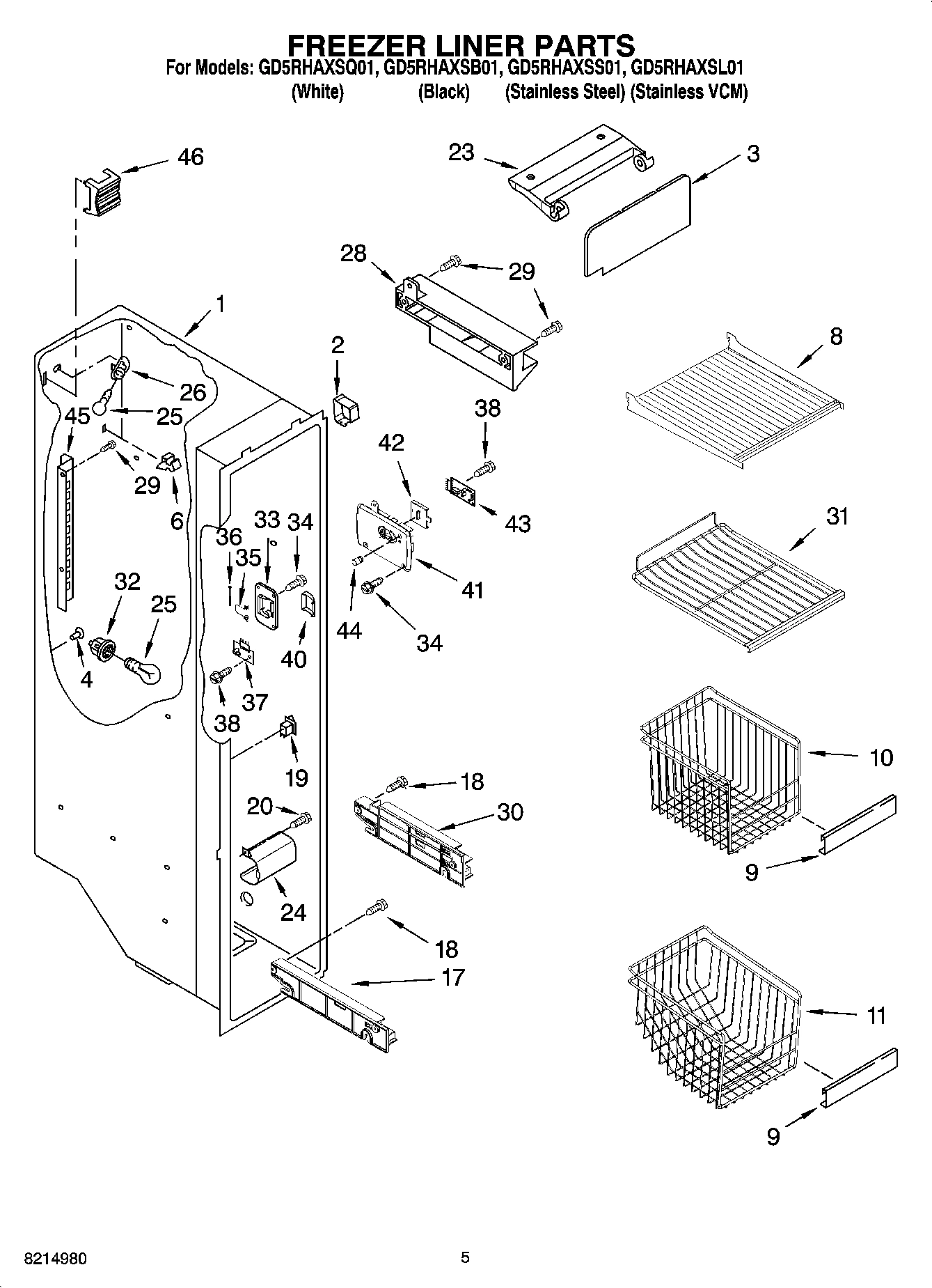 04 - FREEZER LINER PARTS