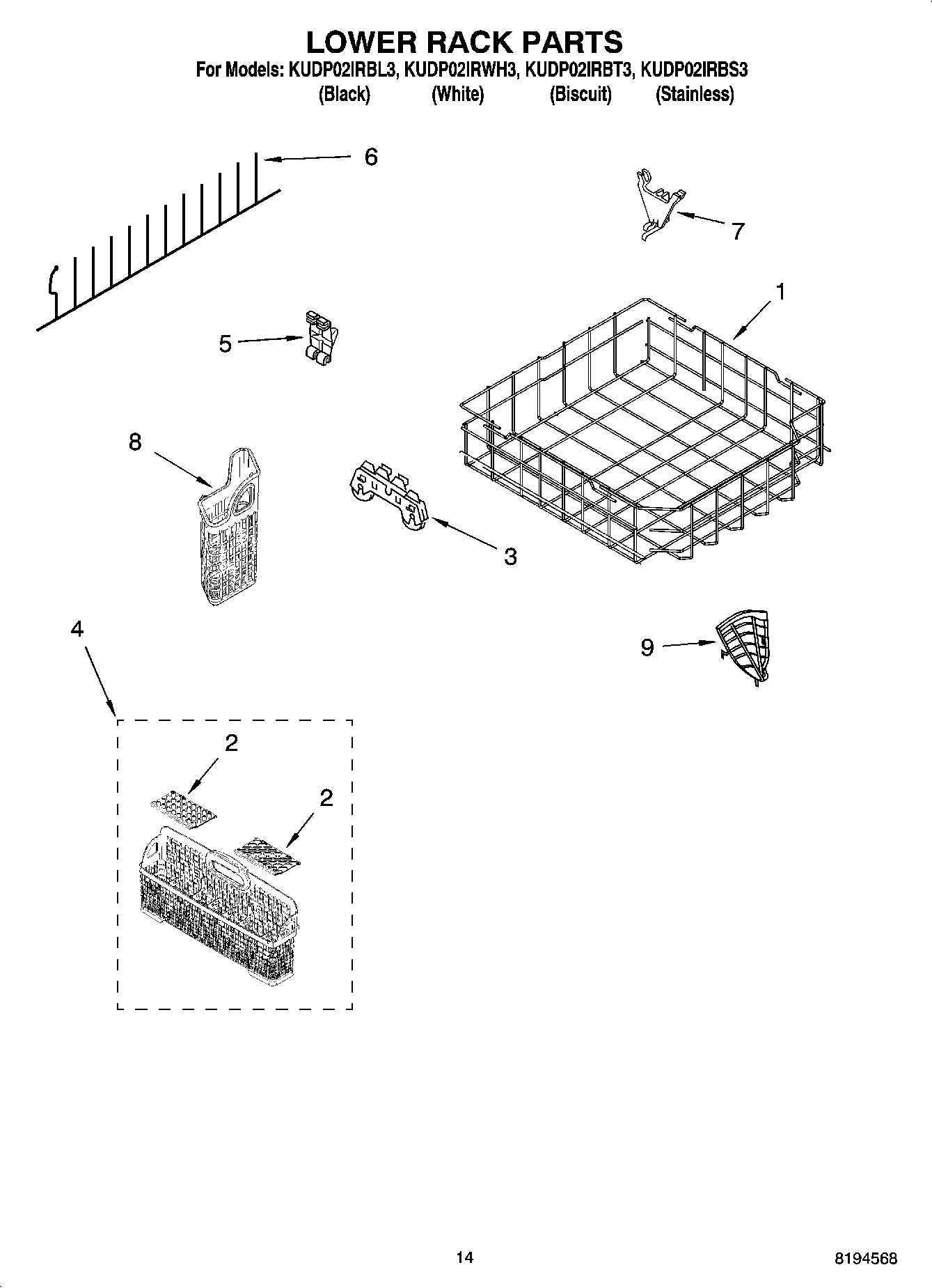 11 - LOWER RACK PARTS, OPTIONAL PARTS (NOT INCLUDED)