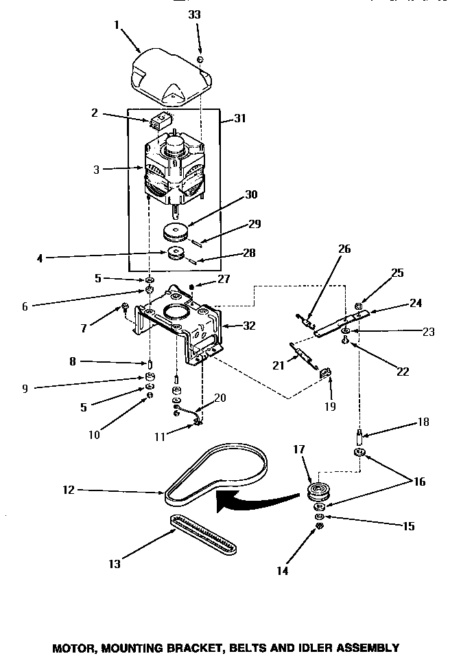 15 - MOTOR, MTG BRACKET, BELTS & IDLER ASSY