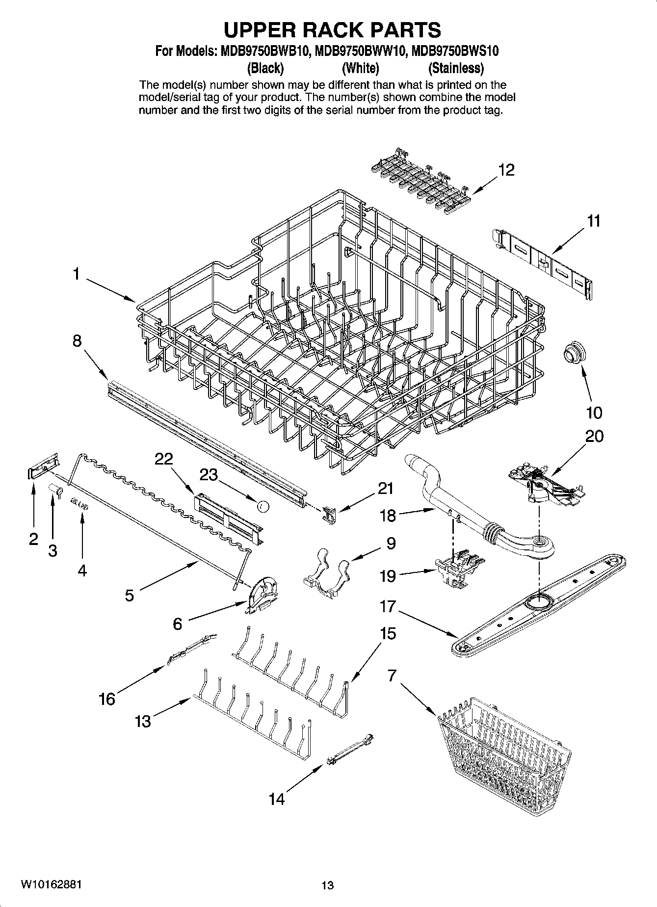 10 - UPPER RACK PARTS
