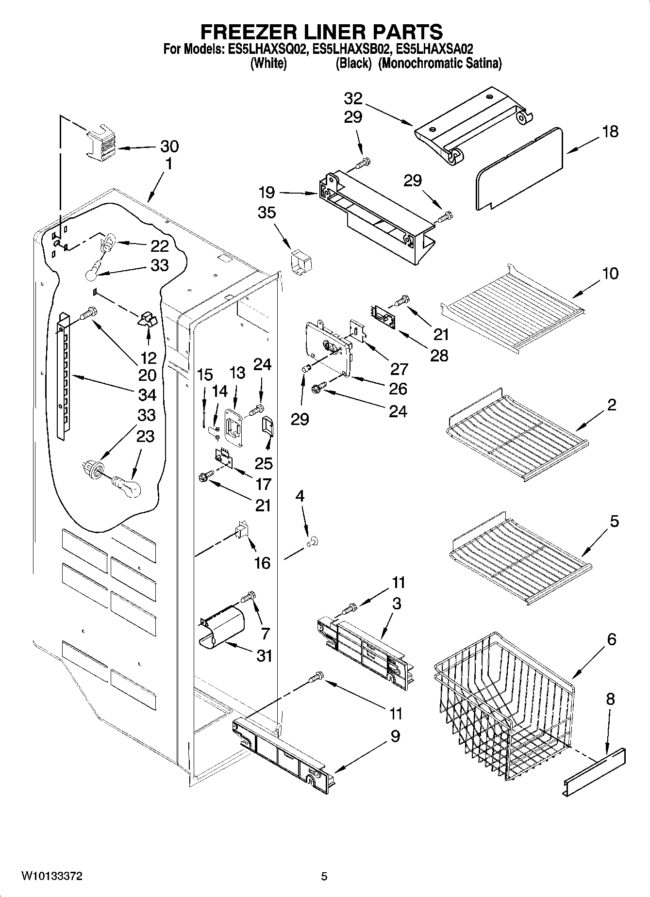 04 - FREEZER LINER PARTS