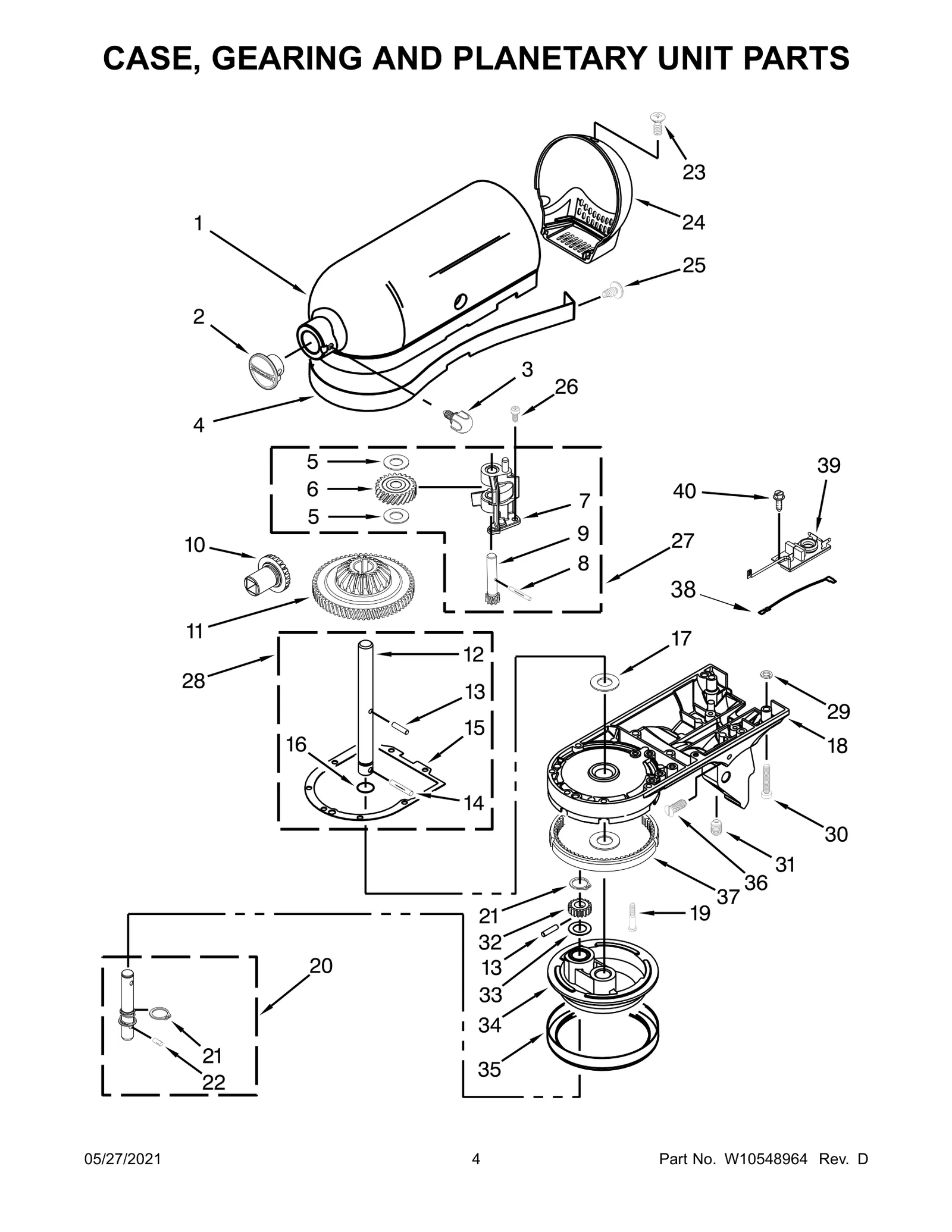 CASE, GEARING AND PLANETARY UNIT PARTS