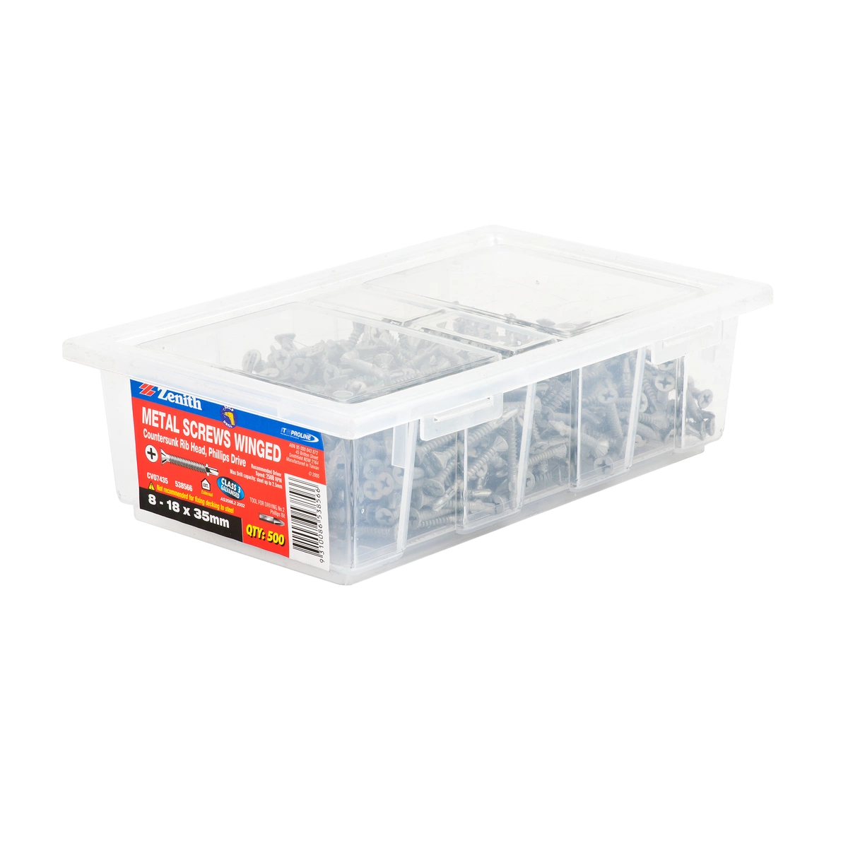 ZENITH® 8G x 35mm Class 3 Galvanised, Self Drilling, Phillips Drive, Metal Screws – External Use – 500 Pack