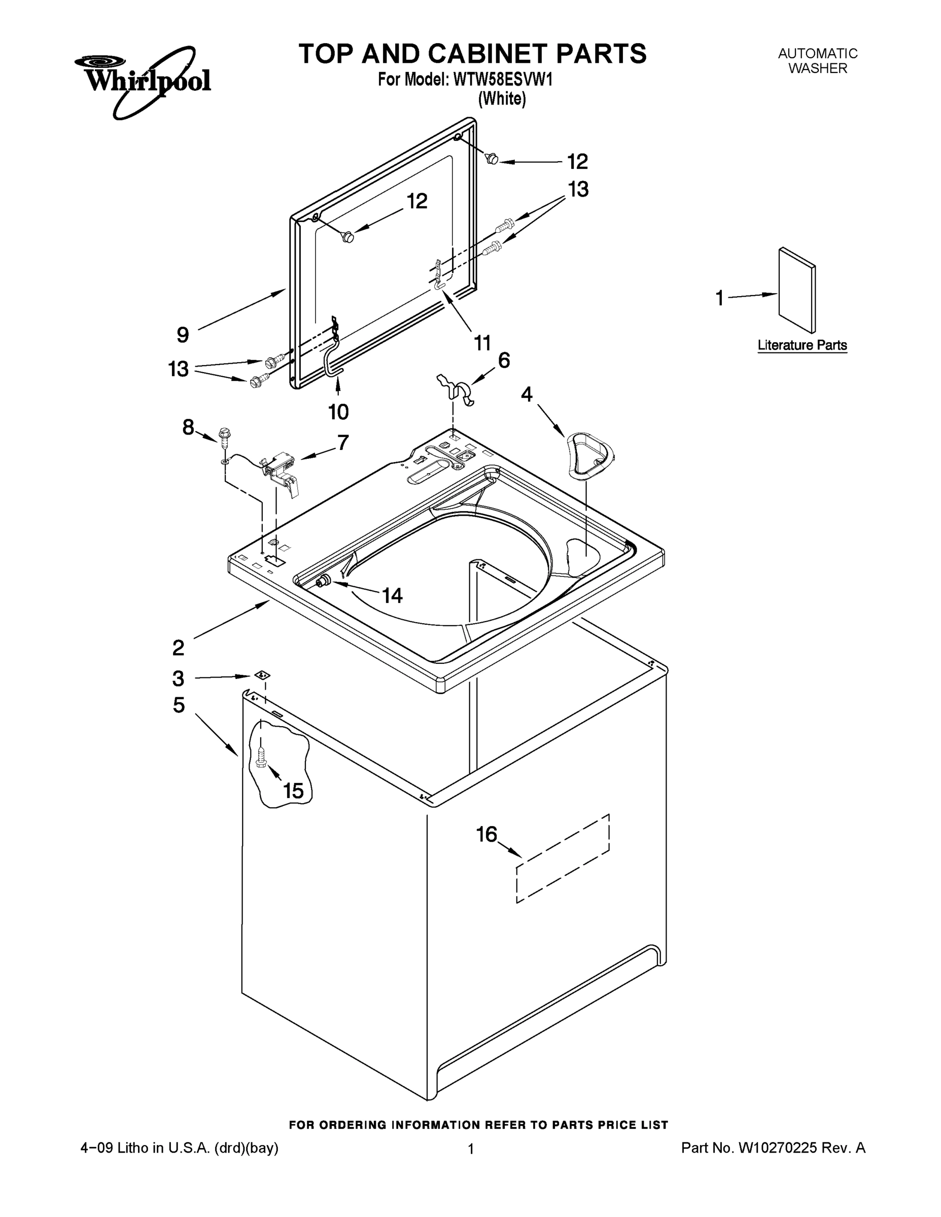 01 - TOP AND CABINET PARTS
