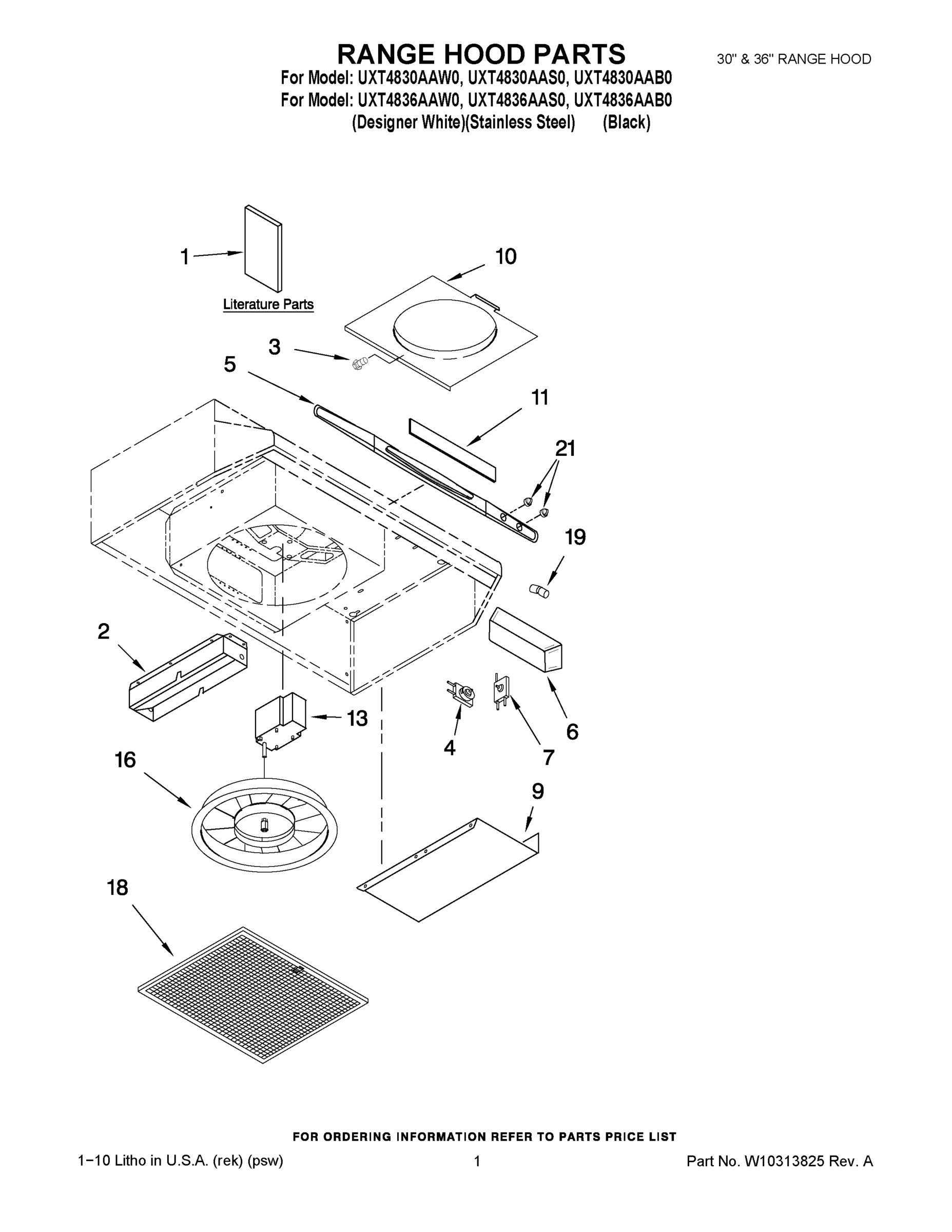 01 - RANGE HOOD PARTS