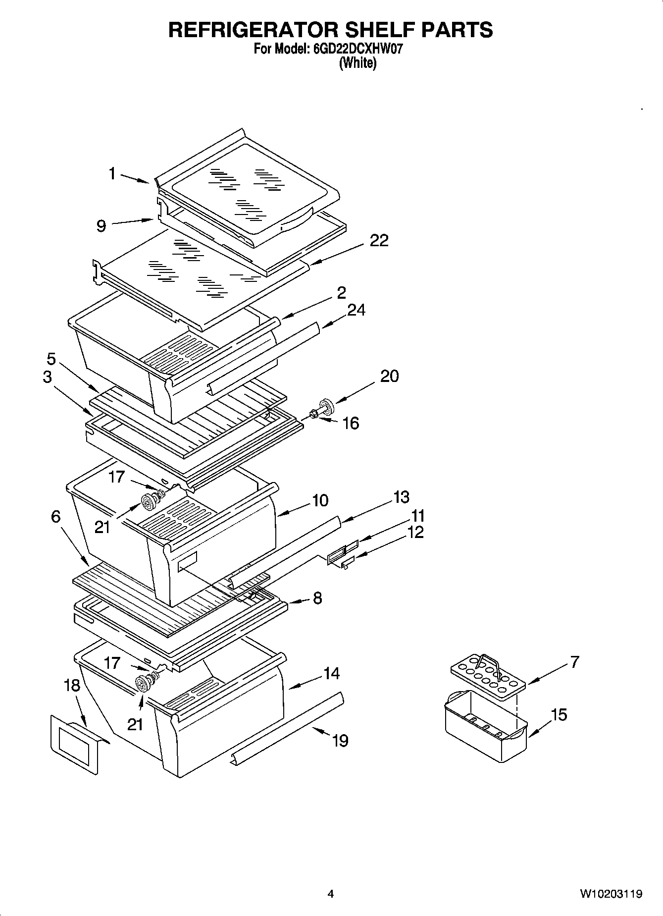 03 - REFRIGERATOR SHELF PARTS