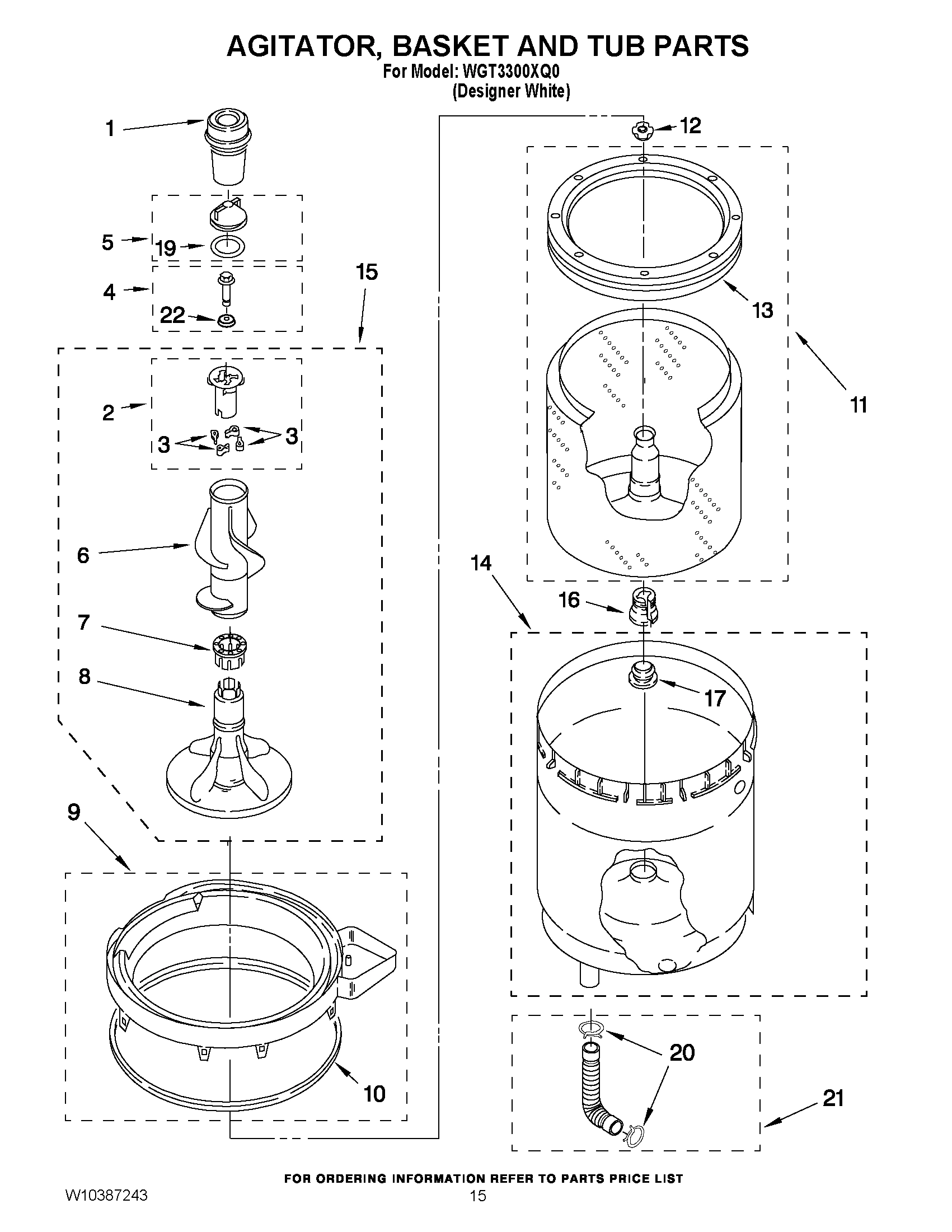 10 - AGITATOR, BASKET AND TUB PARTS