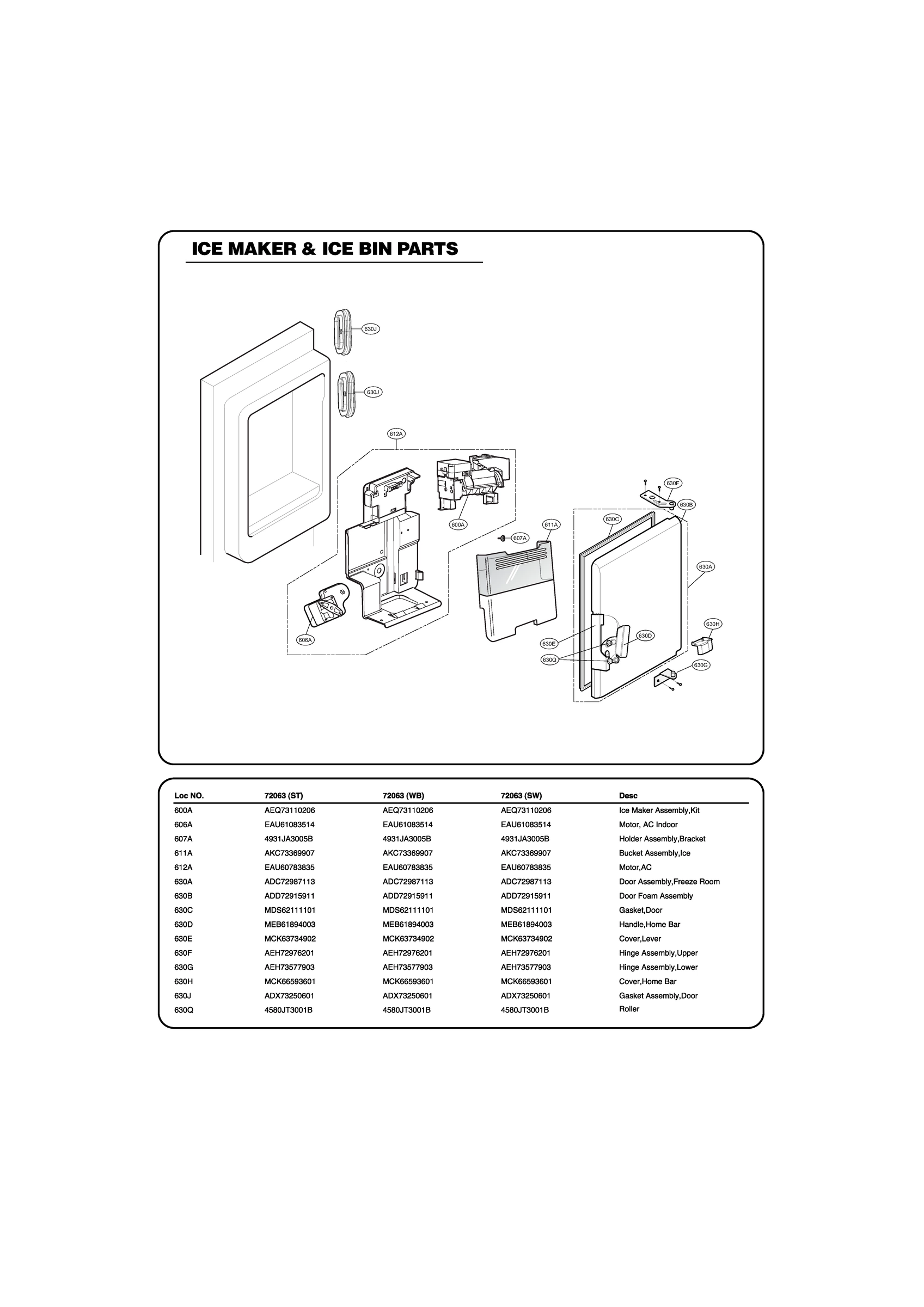 ICE MAKER & ICE BIN PARTS