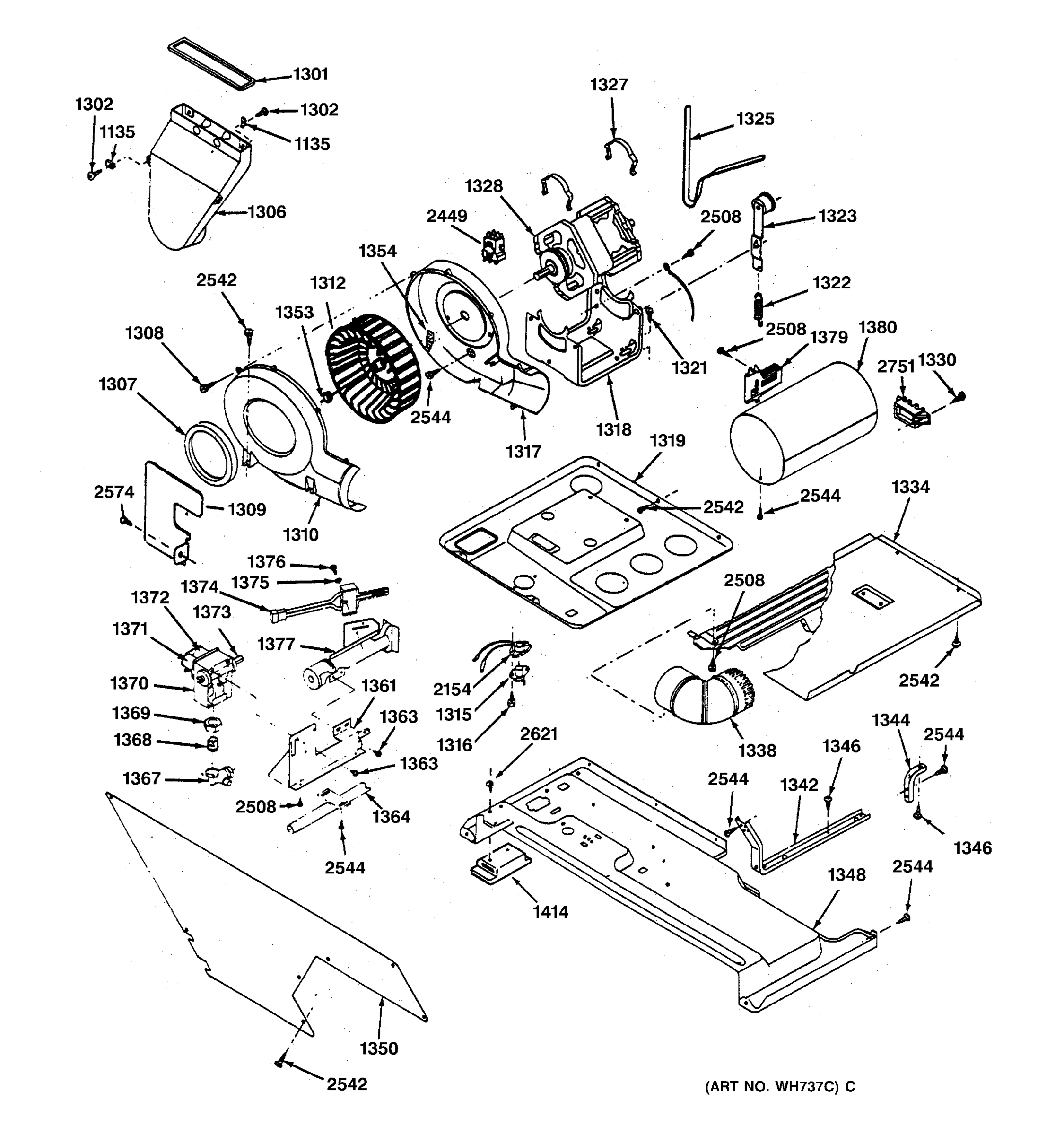 DRYER - MOTOR, BLOWER & BELT