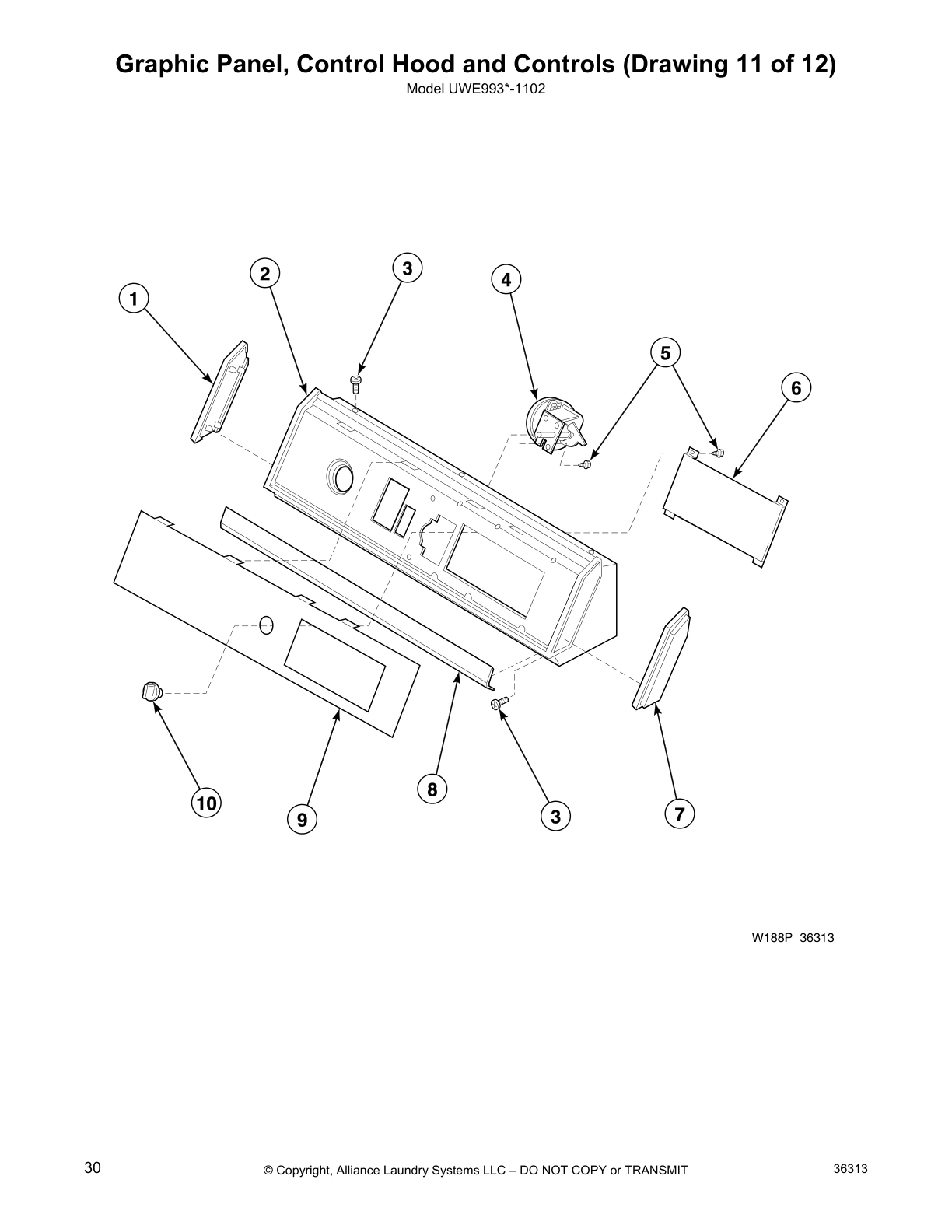 Graphic Panel, Control Hood and Controls (Drawing 11 of 12)