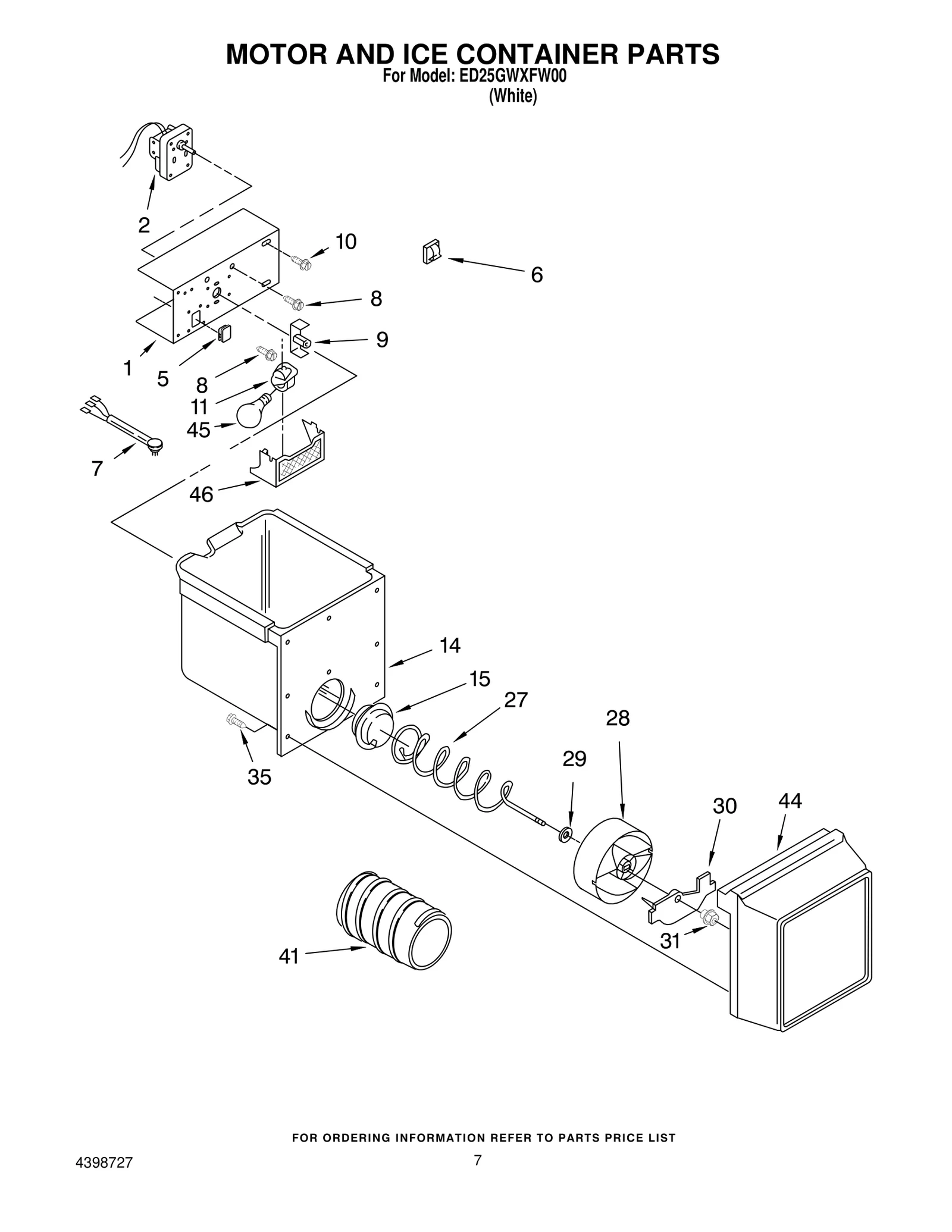 MOTOR AND ICE CONTAINER PARTS