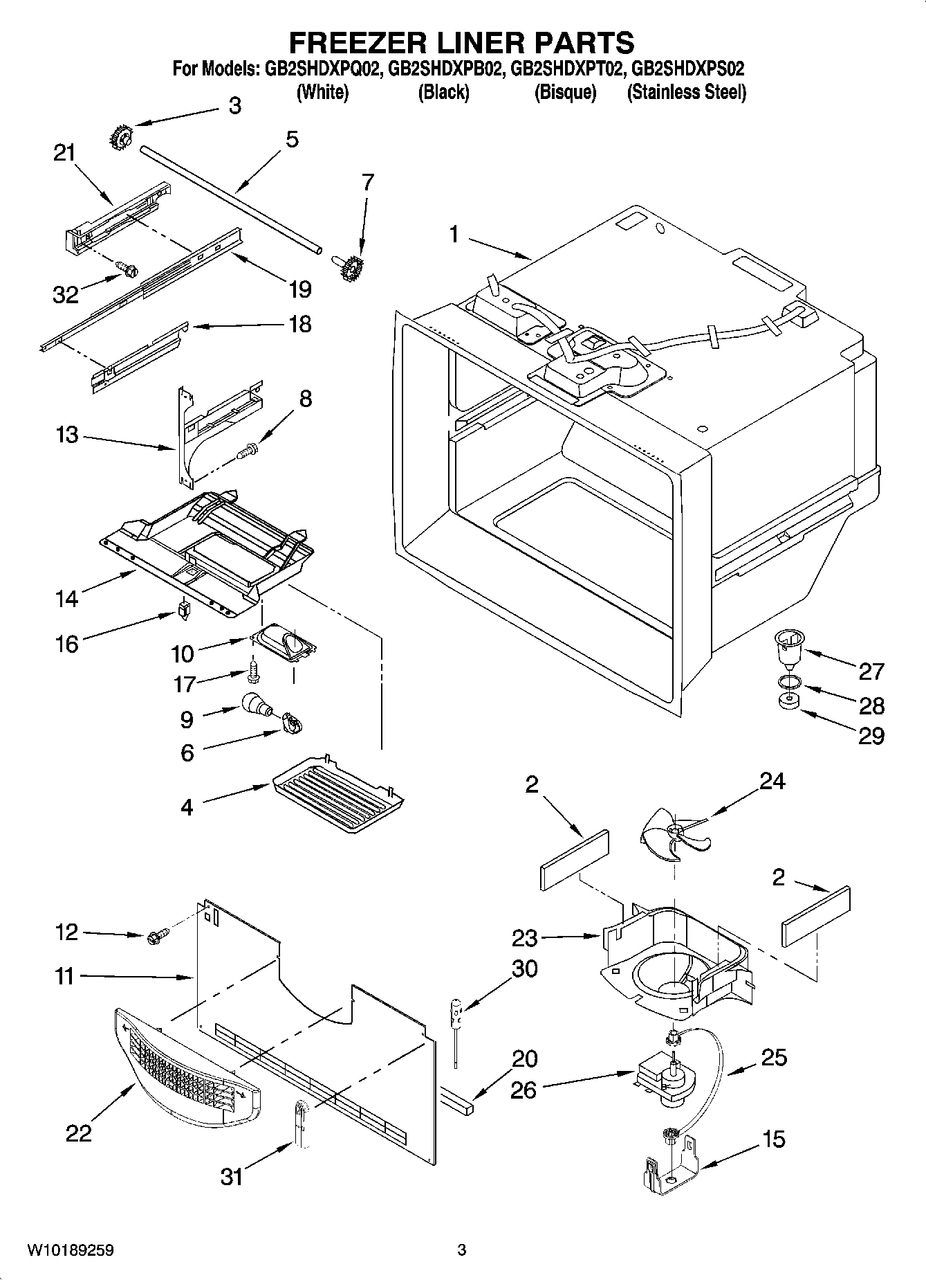 02 - FREEZER LINER PARTS