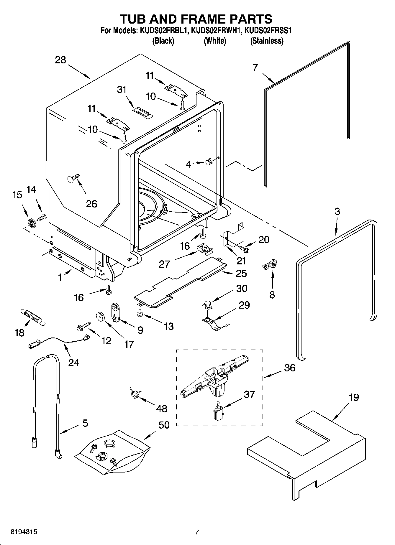 07 - TUB AND FRAME PARTS