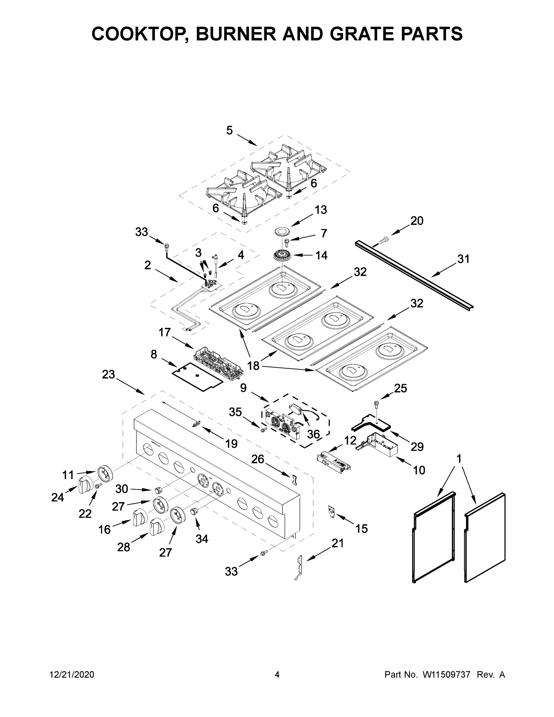 03 - COOKTOP, BURNER AND GRATE PARTS