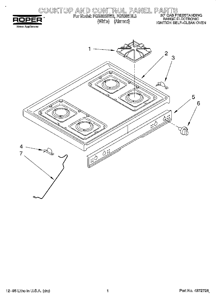 01 - COOKTOP AND CONTROL PANEL