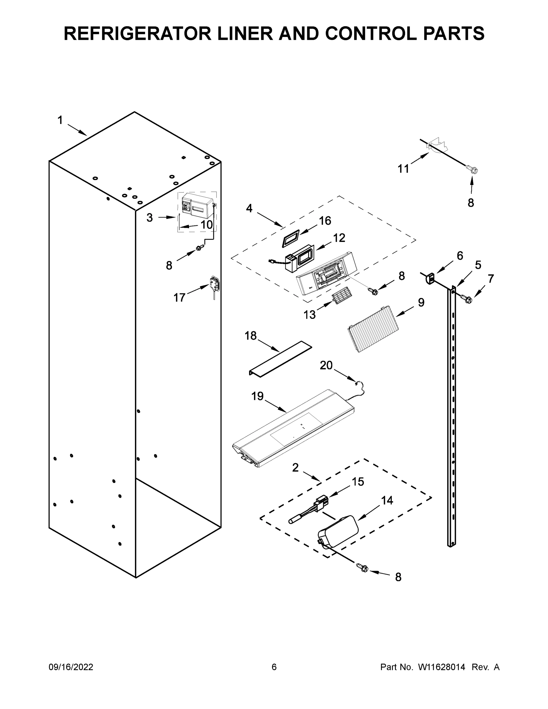 04 - REFRIGERATOR LINER AND CONTROL PARTS