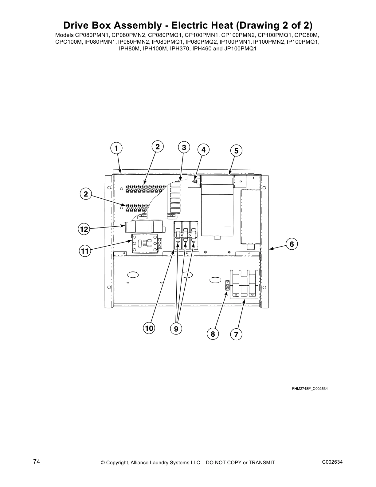 Drive Box Assembly - Electric Heat (Drawing 2 of 2)