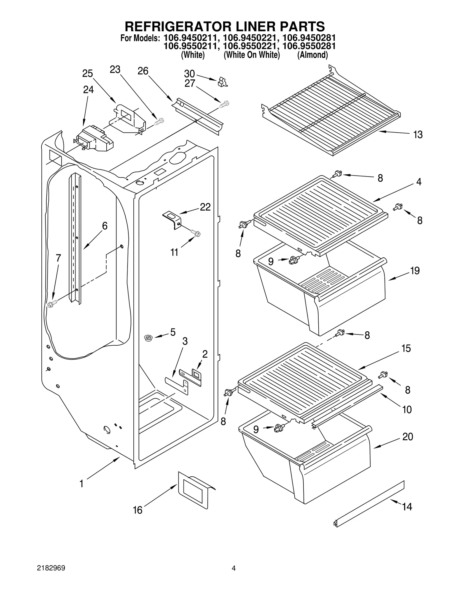 REFRIGERATOR LINER PARTS